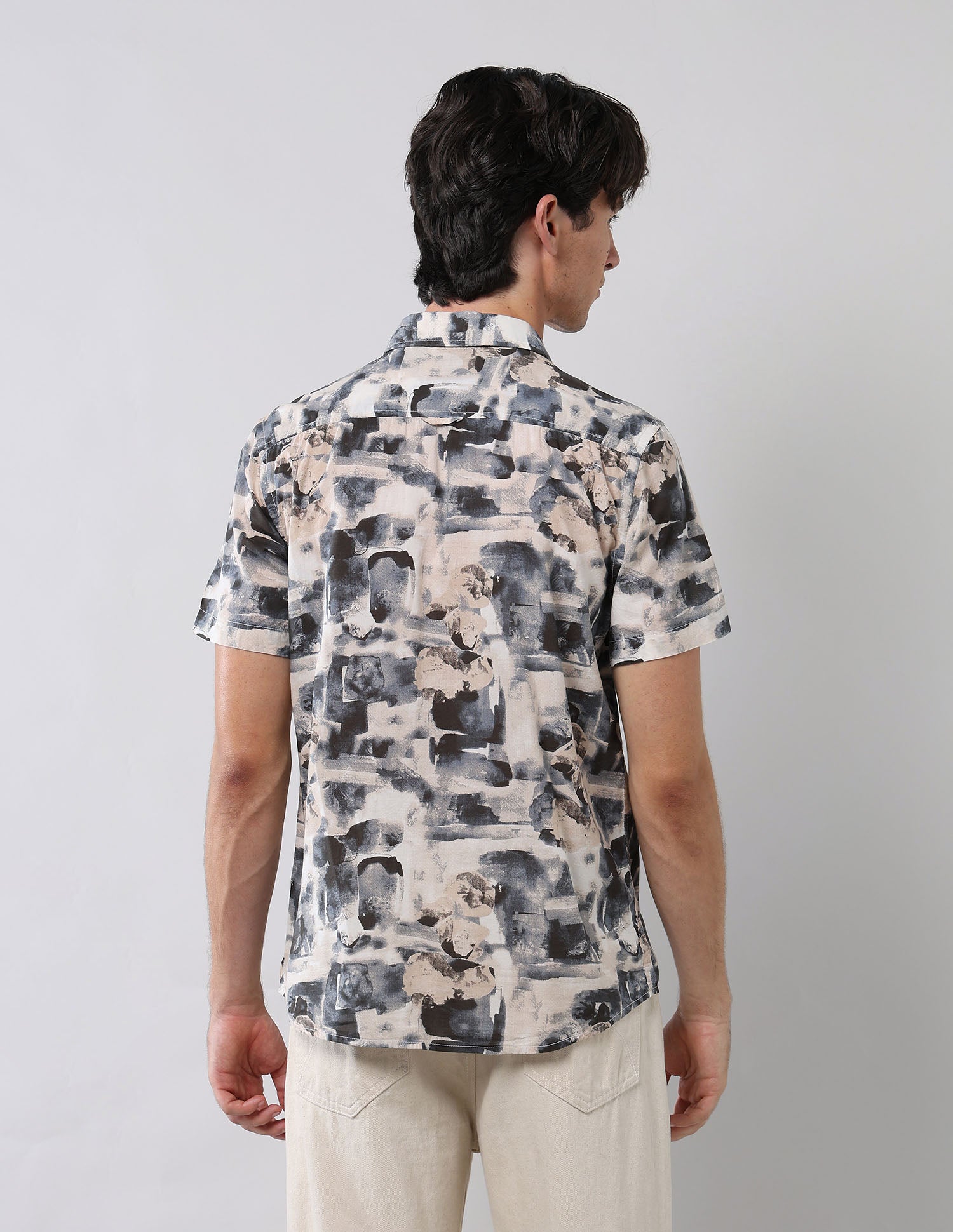 Abstract Printed Regular Fit Shirt Grey - U.S. Polo Assn. India | Large