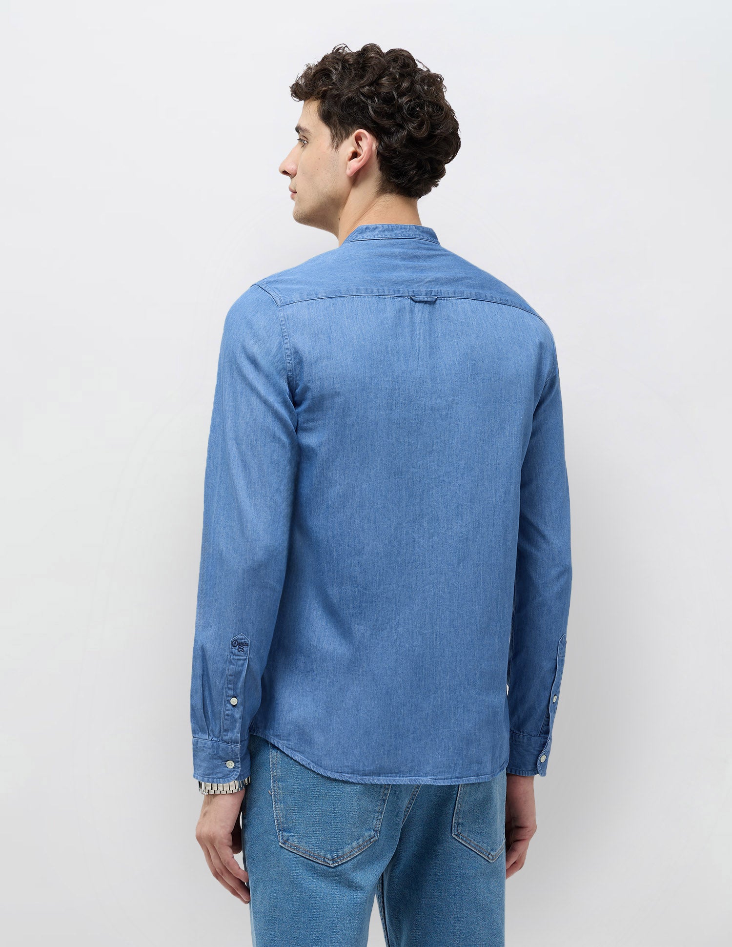 Twill Slim Fit Mandarin Shirt Indigo - U.S. POLO ASSN. | Large