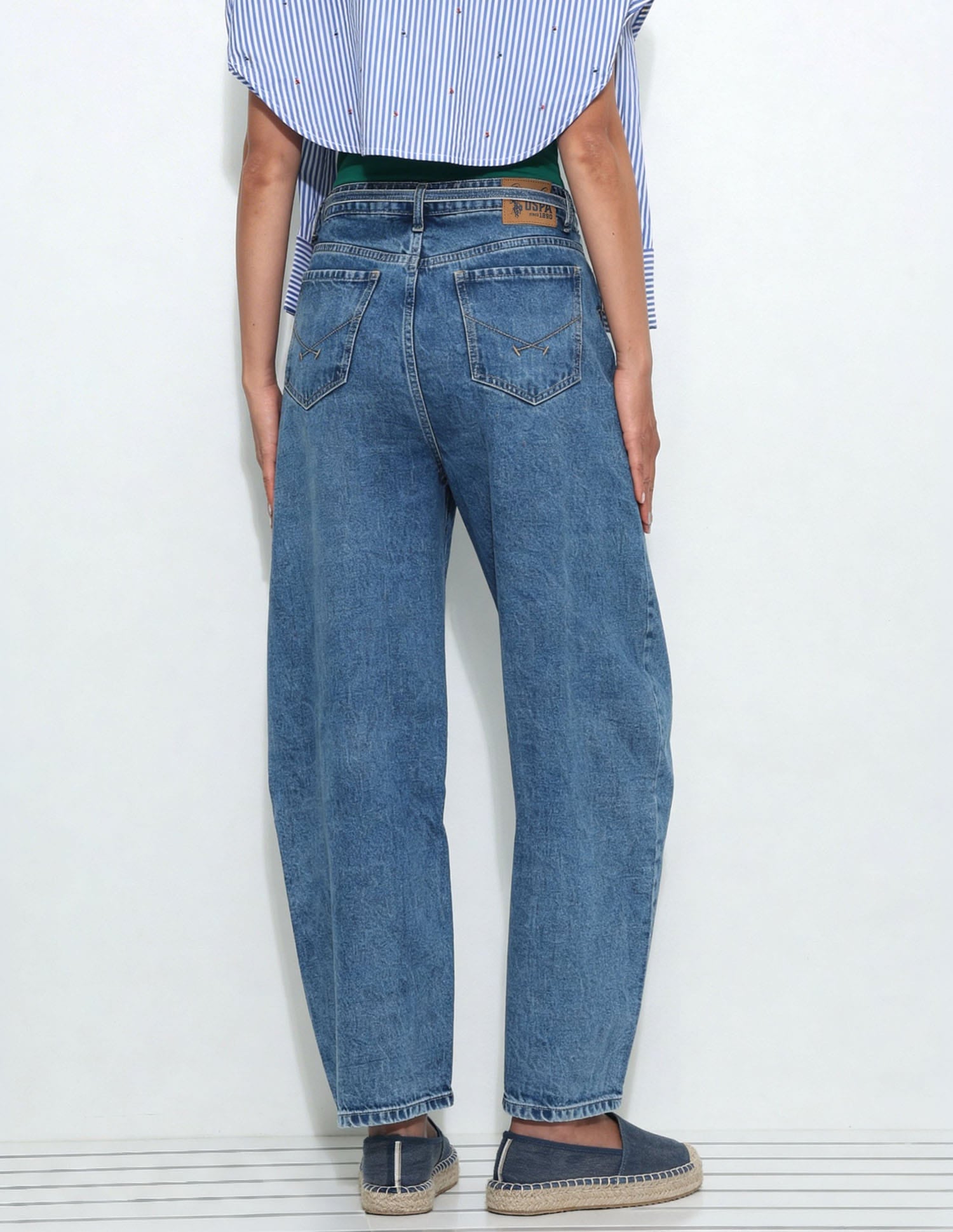 Mid Rise Barrel Fit Jeans Blue - U.S. Polo Assn. India | Large