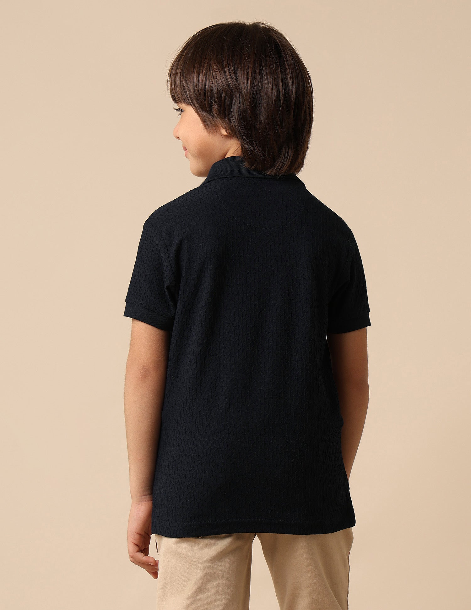 Boys Textured Regular Fit Polo Shirt Navy - U.S. POLO ASSN. | Large