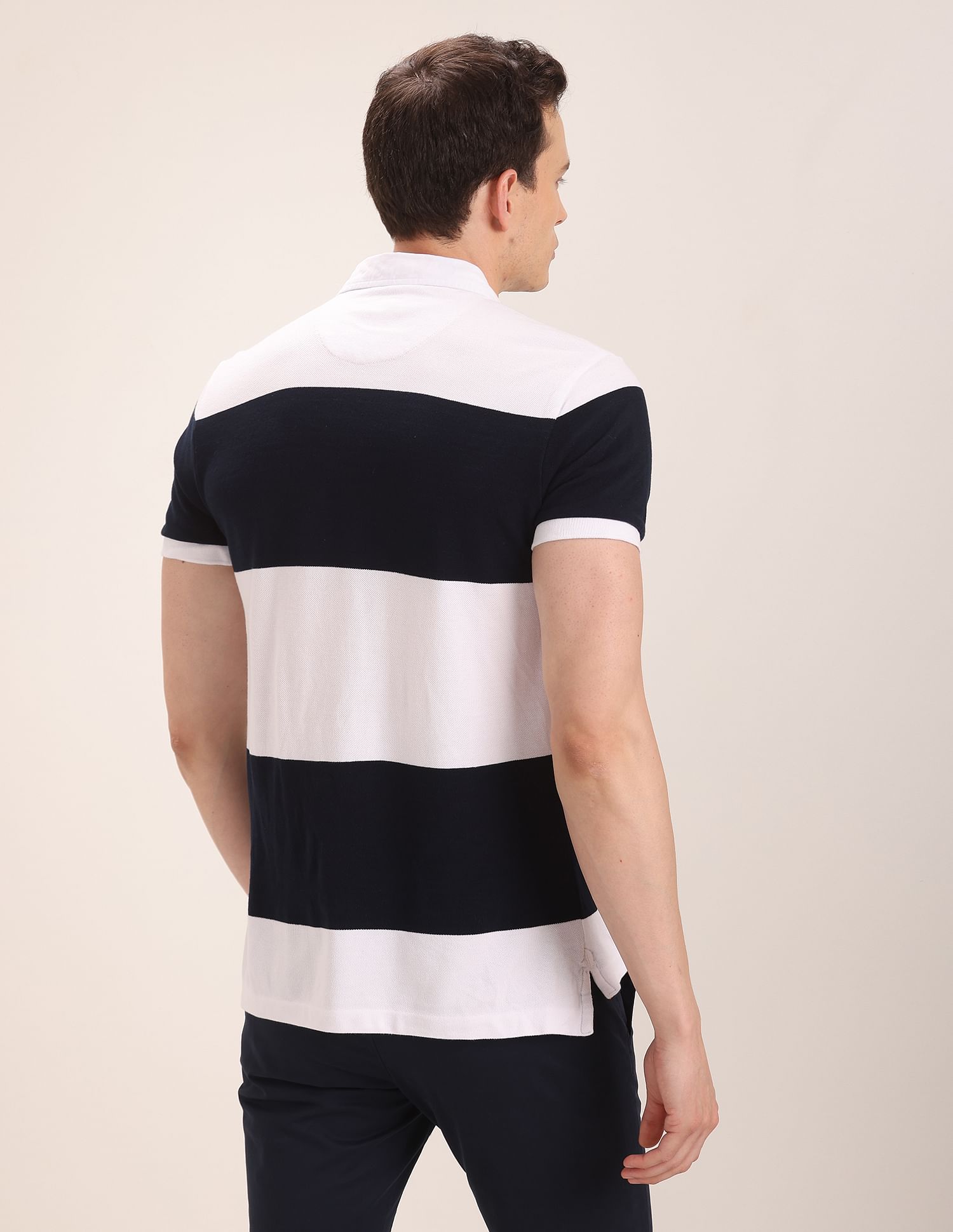 Rugby Stripe Polo Shirt White and Navy - U.S. Polo Assn. India | Large