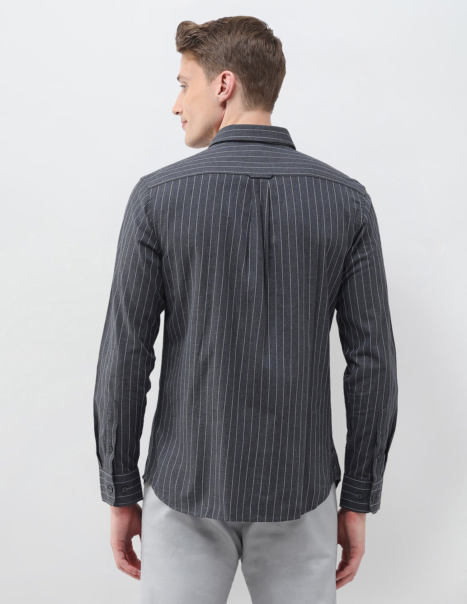Twill Vertical Striped Shirt Dark Grey - U.S. Polo Assn. India | Large