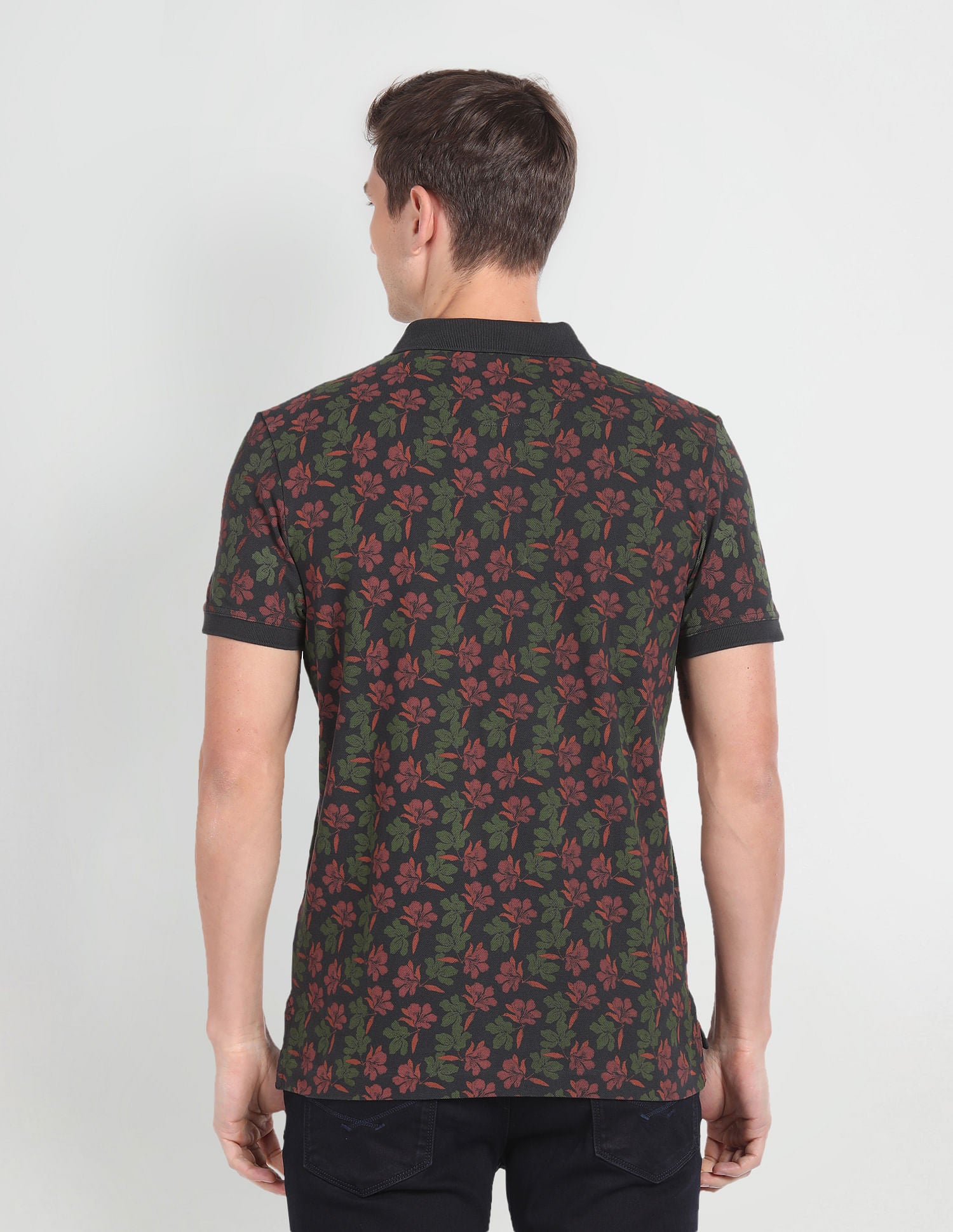 Floral Print Muscle Fit Polo Shirt Charcoal - U.S. Polo Assn. India | Large