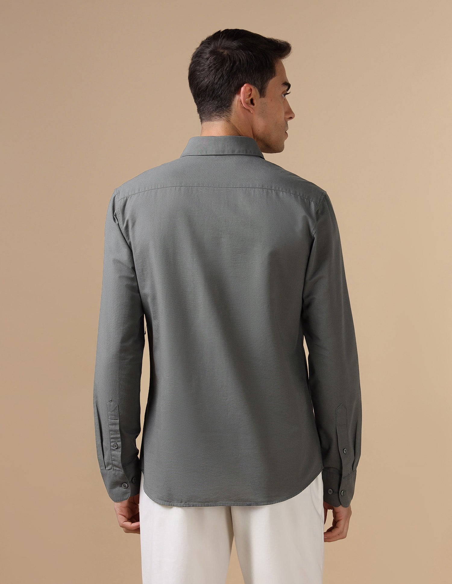 Pure Cotton Tailored Fit Shirt Grey - U.S. Polo Assn. India | Large
