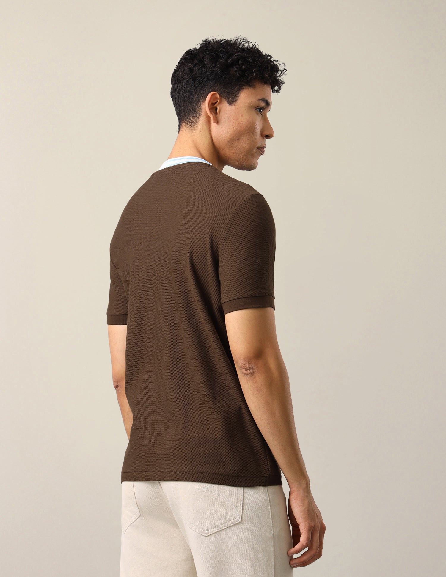 Solid Slim Fit T-Shirt Brown - U.S. Polo Assn. India | Large