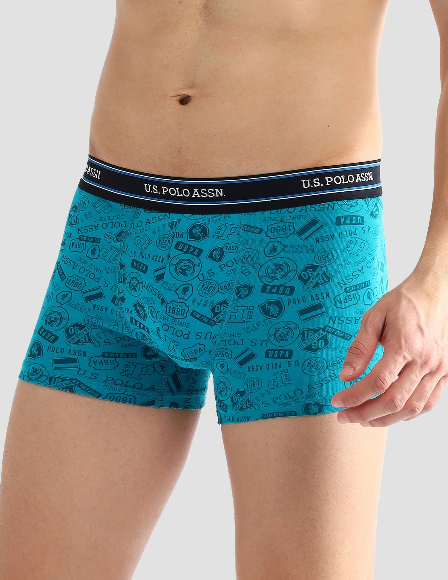 Elasticized Waist Printed I616 Trunks - Pack Of 2 Black and Tile Blue - U.S. POLO ASSN. | Large