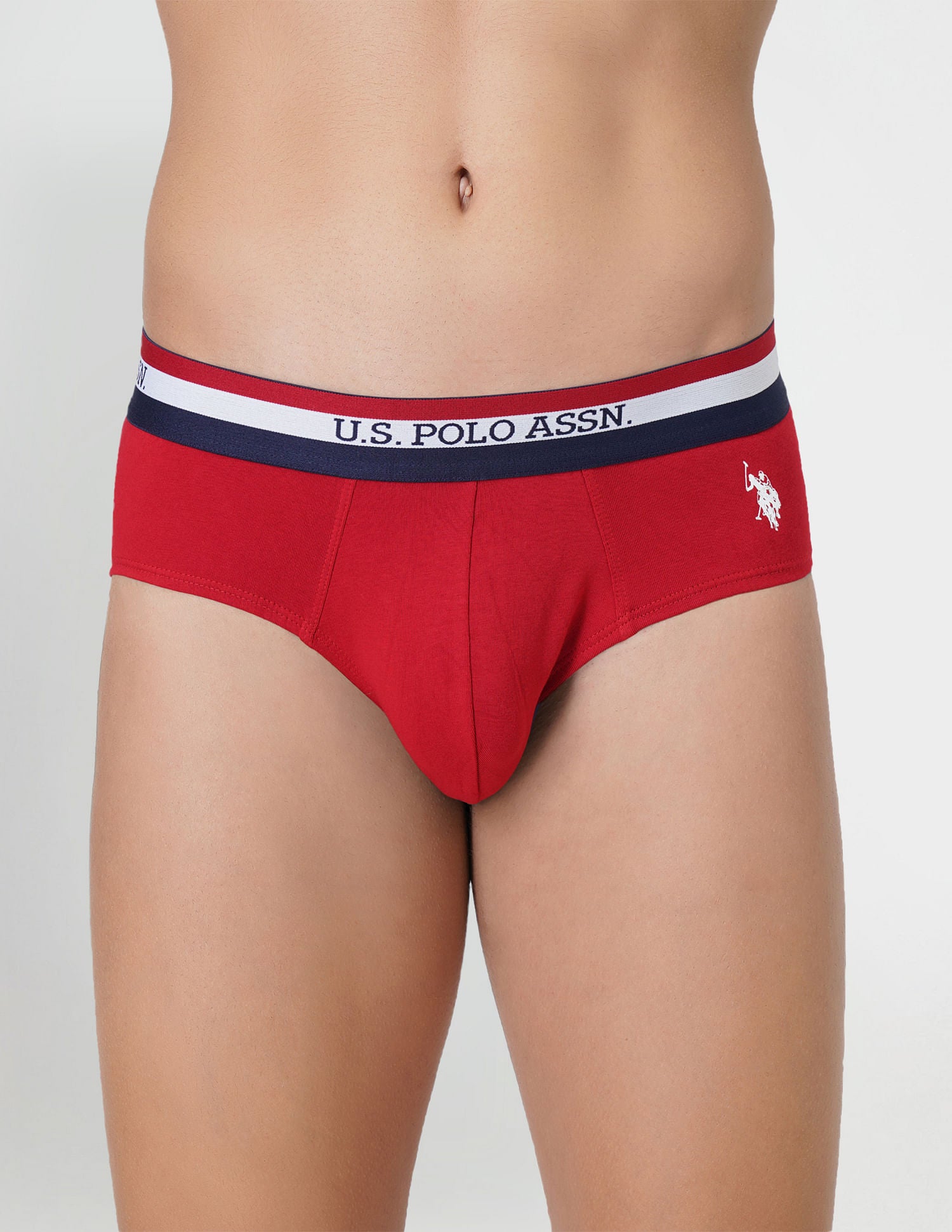 Striped Waistband EB002 Briefs - Pack Of 2 White and Red - U.S. POLO ASSN. | Large