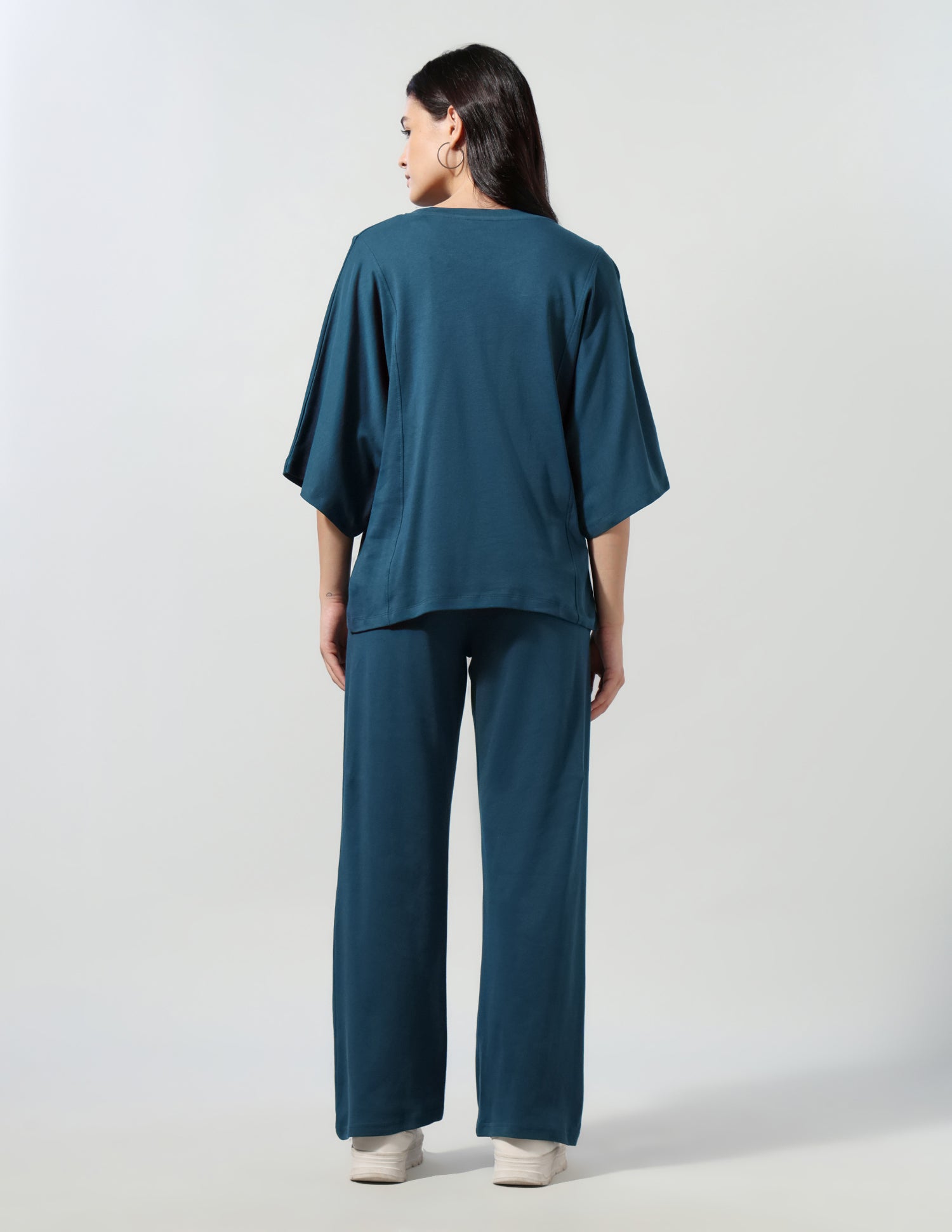 Solid T-Shirt With Wide Leg Track Pants Teal - U.S. Polo Assn. India | Large