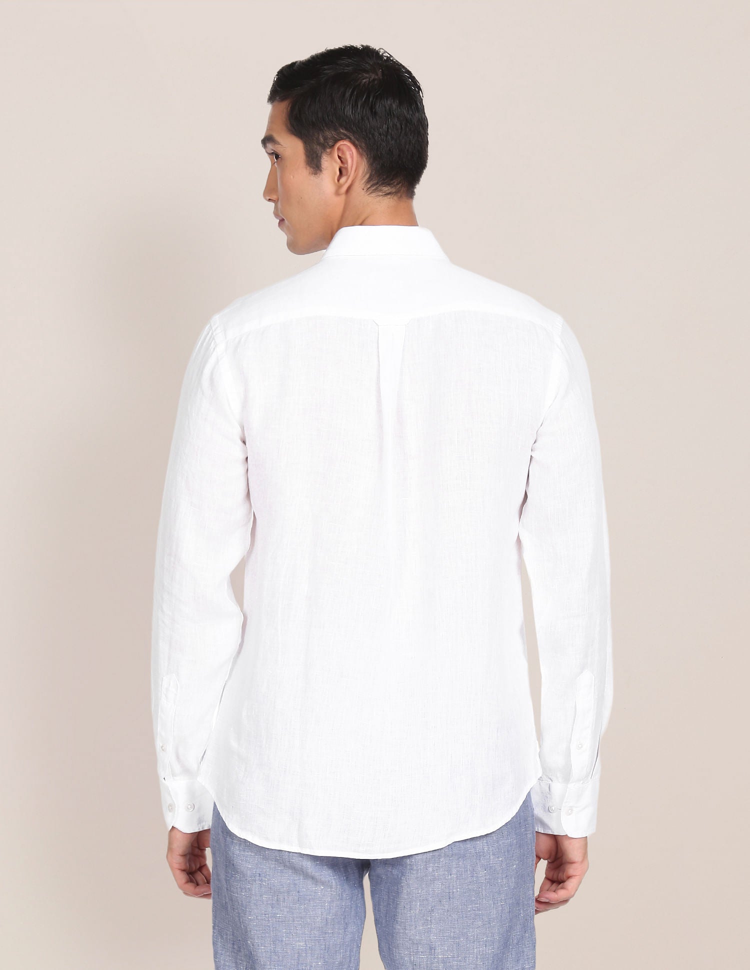 Men White Button Down Collar Linen Solid Casual Shirt – U.S. Polo Assn ...