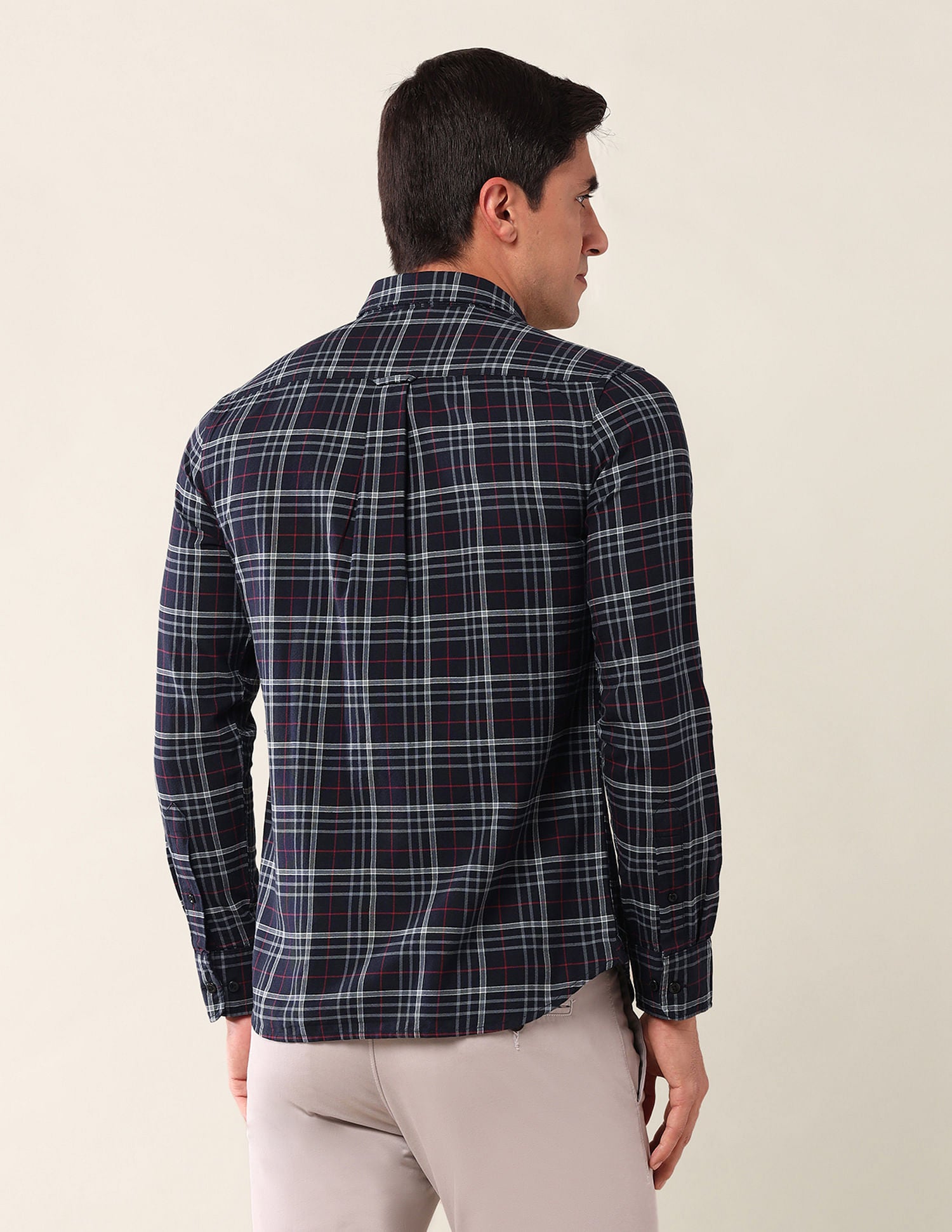 Tailored Fit Checked Shirt Navy - U.S. Polo Assn. India | Large
