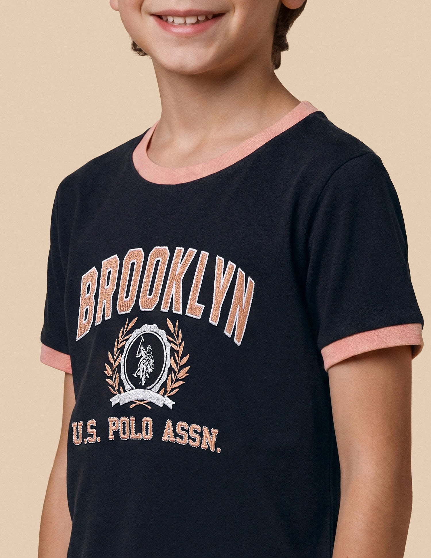 Typographic Brand Printed Regular Fit T-Shirt Navy - U.S. Polo Assn. India | Large