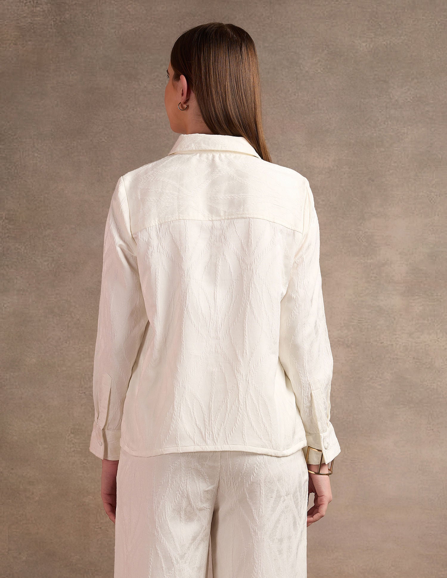 Jacquard Relaxed Fit Shirt Off White - U.S. POLO ASSN. | Large