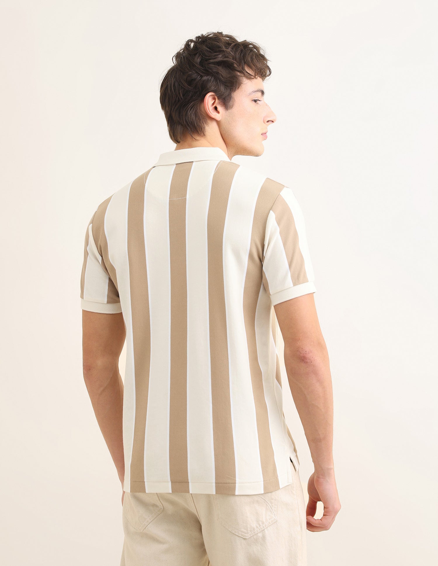 Sotogrande Vertical Striped Polo Shirt Beige - U.S. Polo Assn. India | Large
