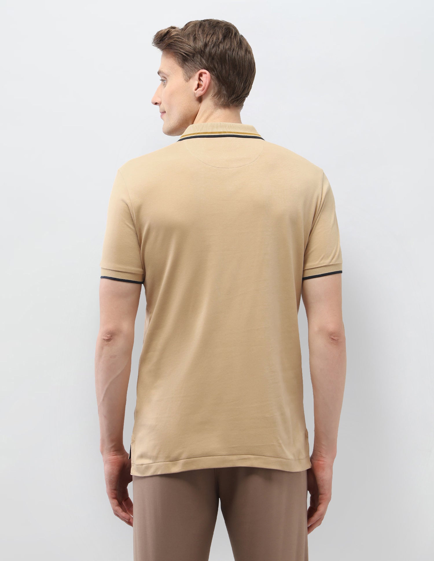 Solid Slim Fit Polo Shirt Beige - U.S. Polo Assn. India | Large