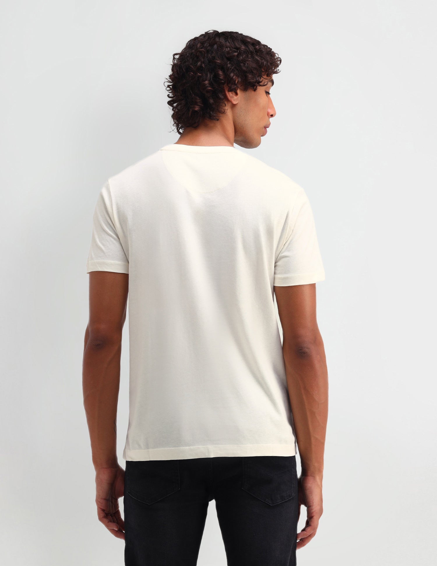 Brand Printed Muscle Fit T-Shirt Uspa Ivory - U.S. Polo Assn. India | Large