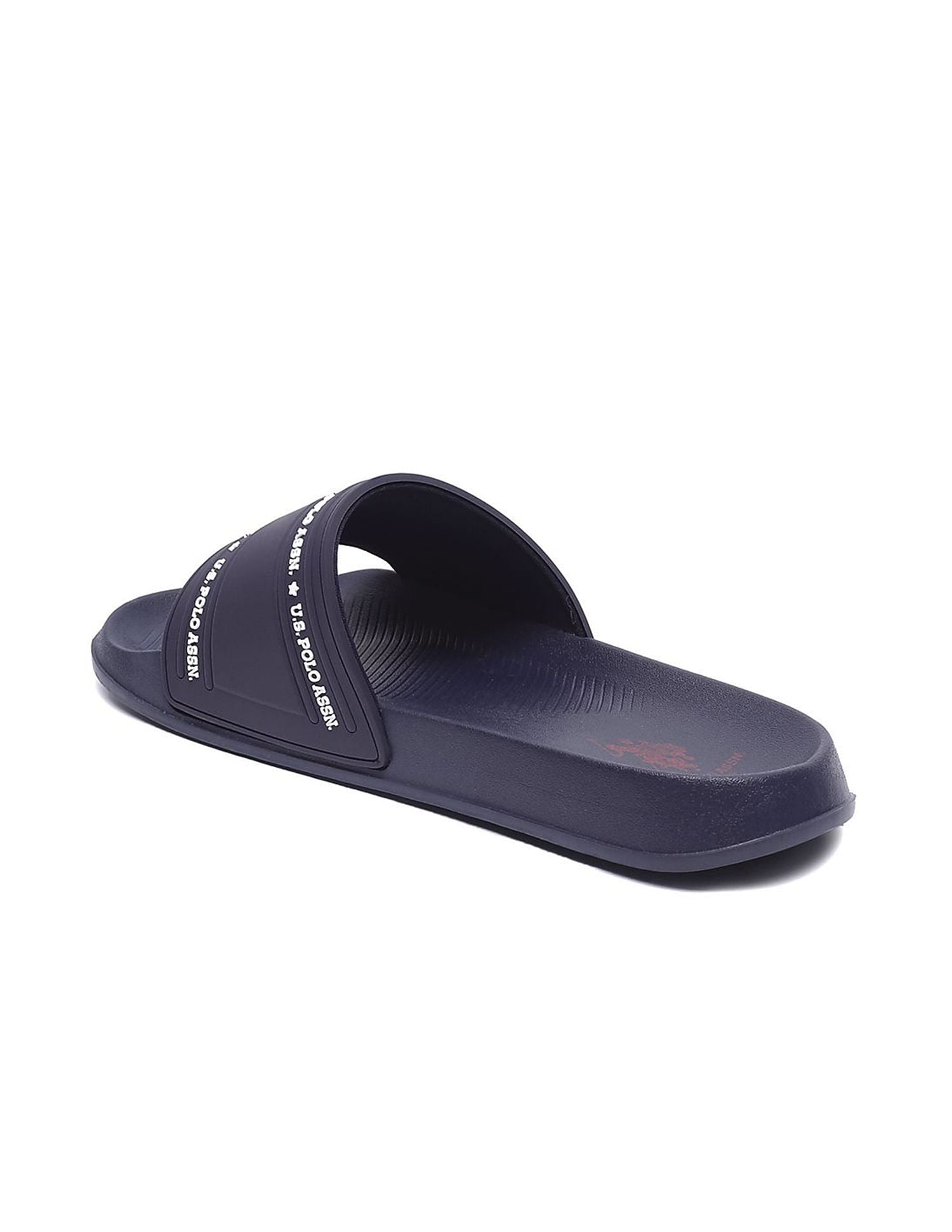 Men Brand Print Vamp Strap Wode 3.0 Slides Navy - U.S. Polo Assn. India | Large