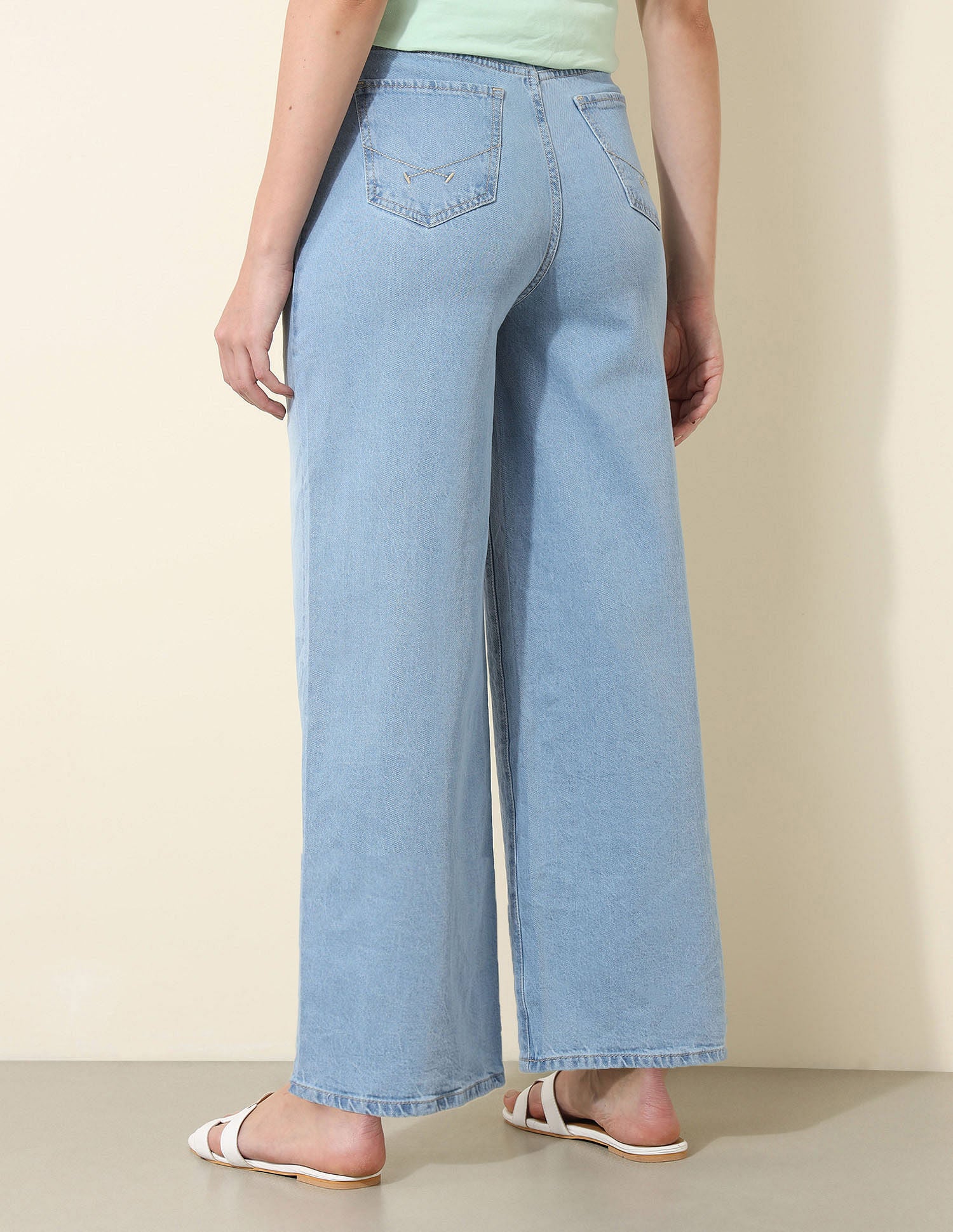 High Rise Wide Leg Comfort Stretch Jeans Light Blue - U.S. Polo Assn. India | Large