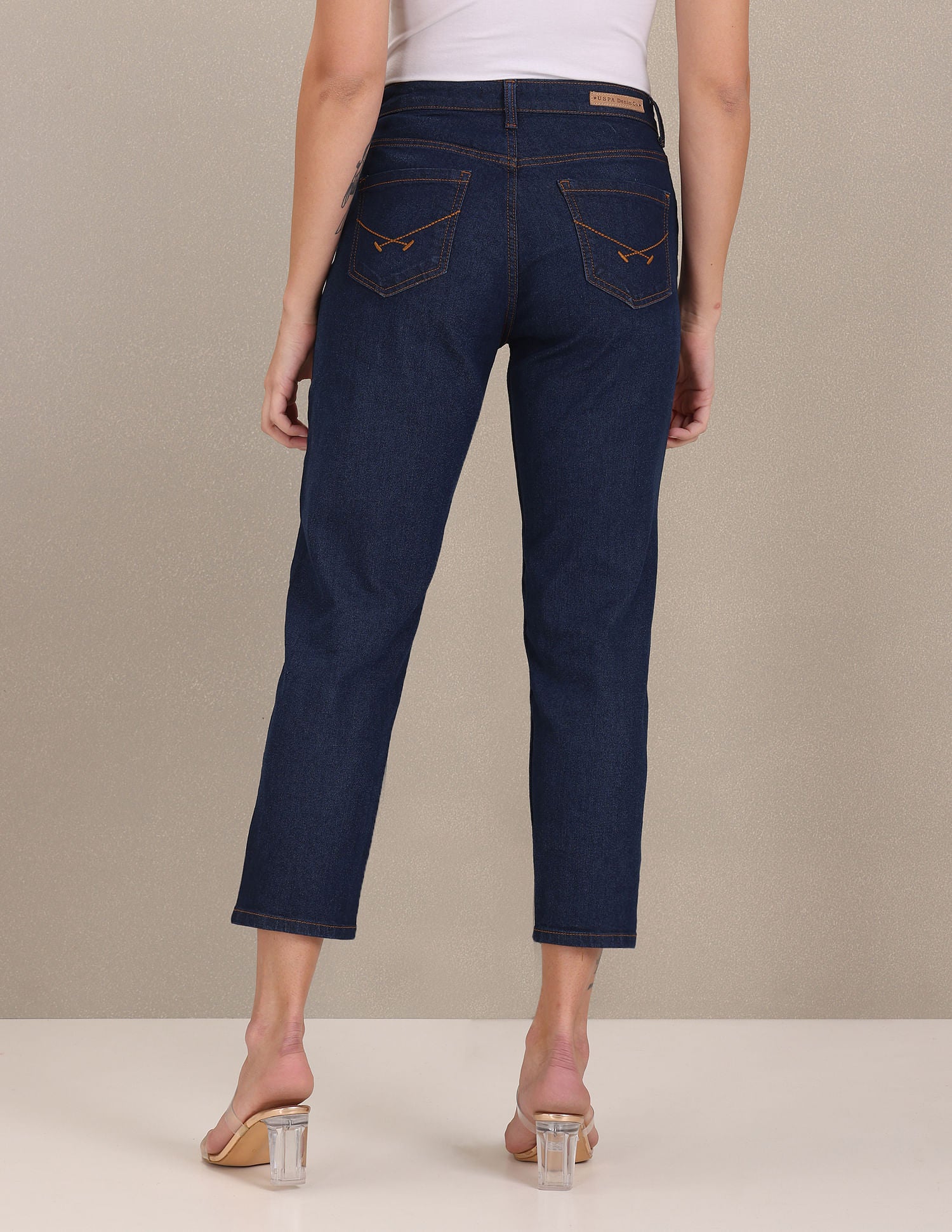 Mom Fit Rinsed Jeans Dark Blue - U.S. Polo Assn. India | Large
