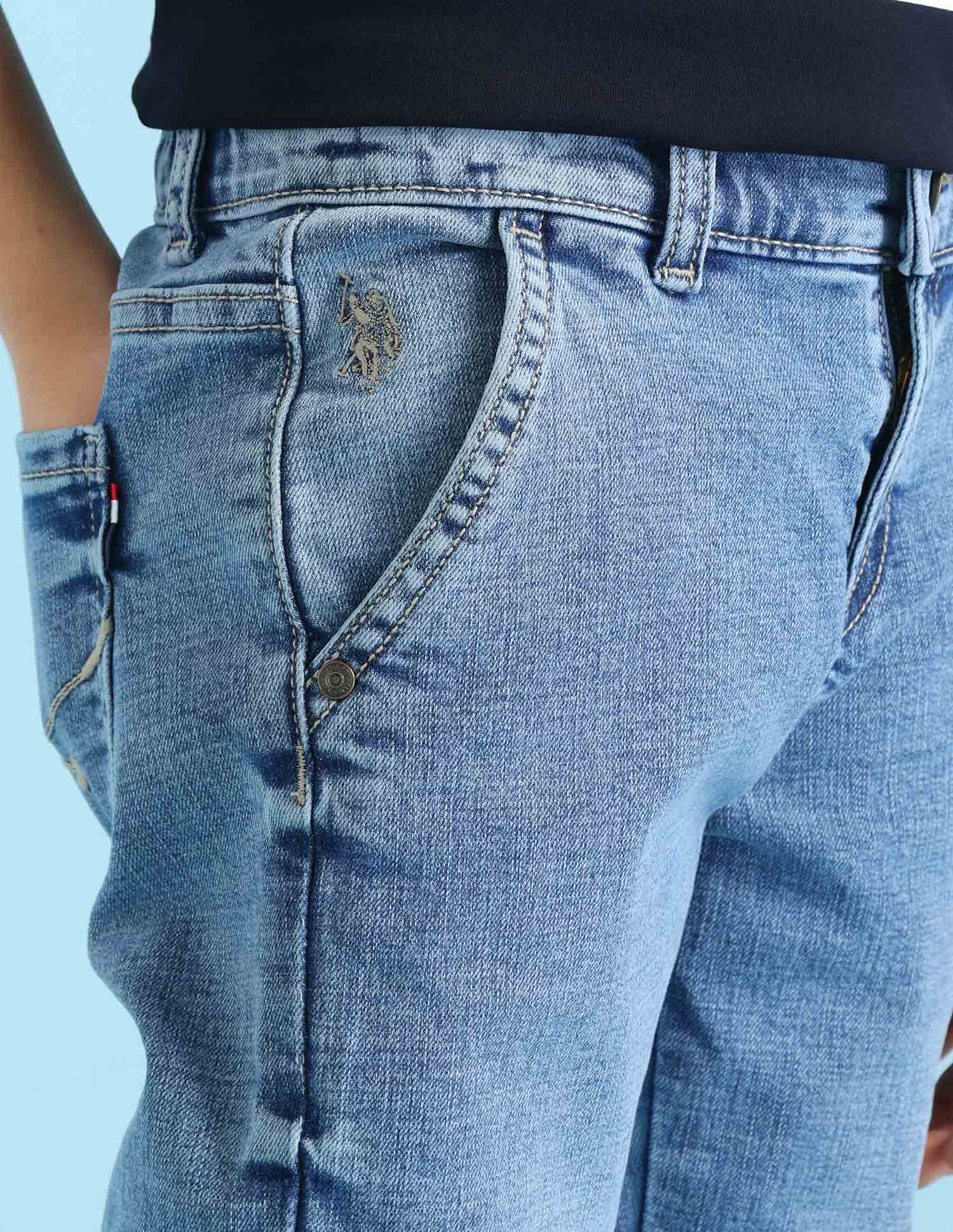 Boys Mid Rise Relaxed Fit Jeans Light Blue - U.S. POLO ASSN. | Large