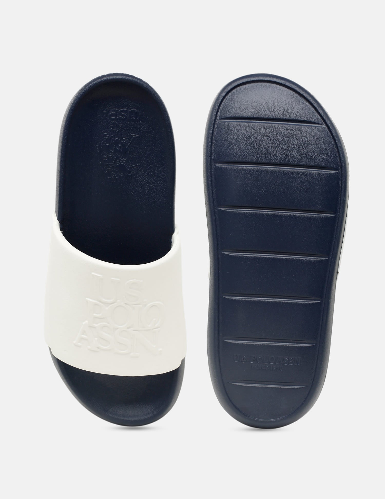 Men Brand Embossed Luna Sliders Navy - U.S. Polo Assn. India | Large