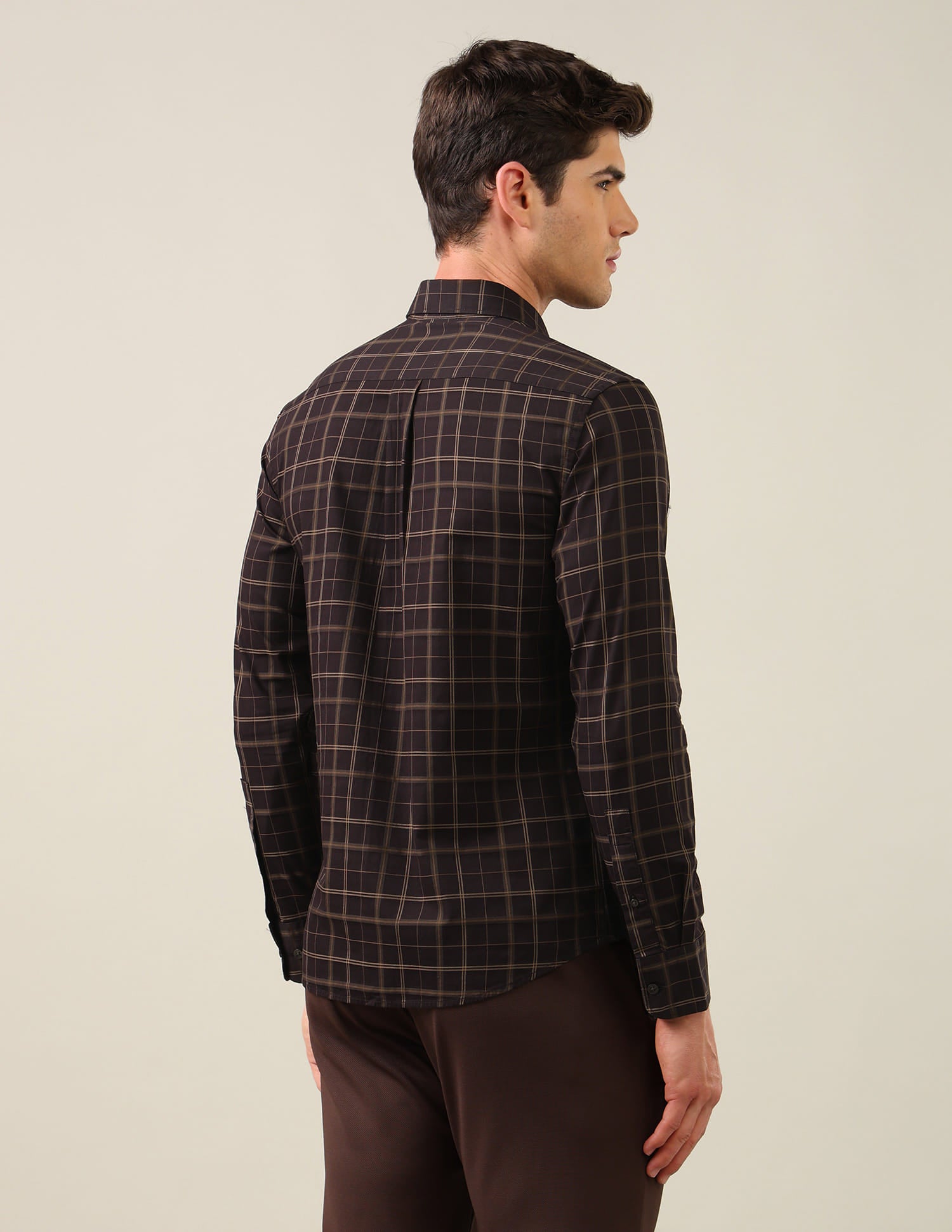 Grid Tattersall Checked Tailored Fit Shirt Brown - U.S. Polo Assn. India | Large