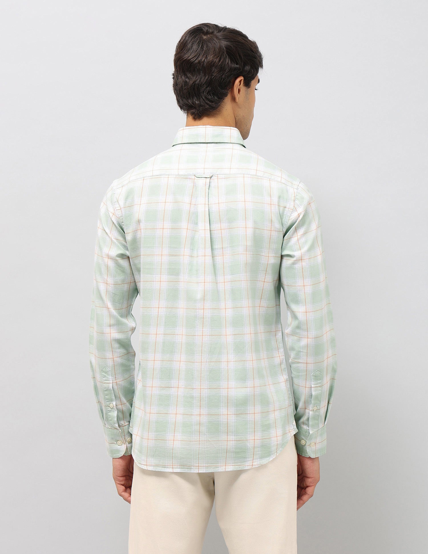 Plaid Checked Pure Cotton Shirt Light Green - U.S. Polo Assn. India | Large