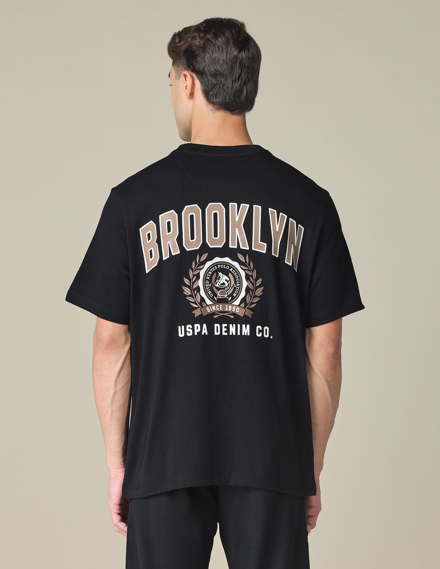 Oversized Fit Typographic Printed T- Shirt Black - U.S. POLO ASSN. | Large