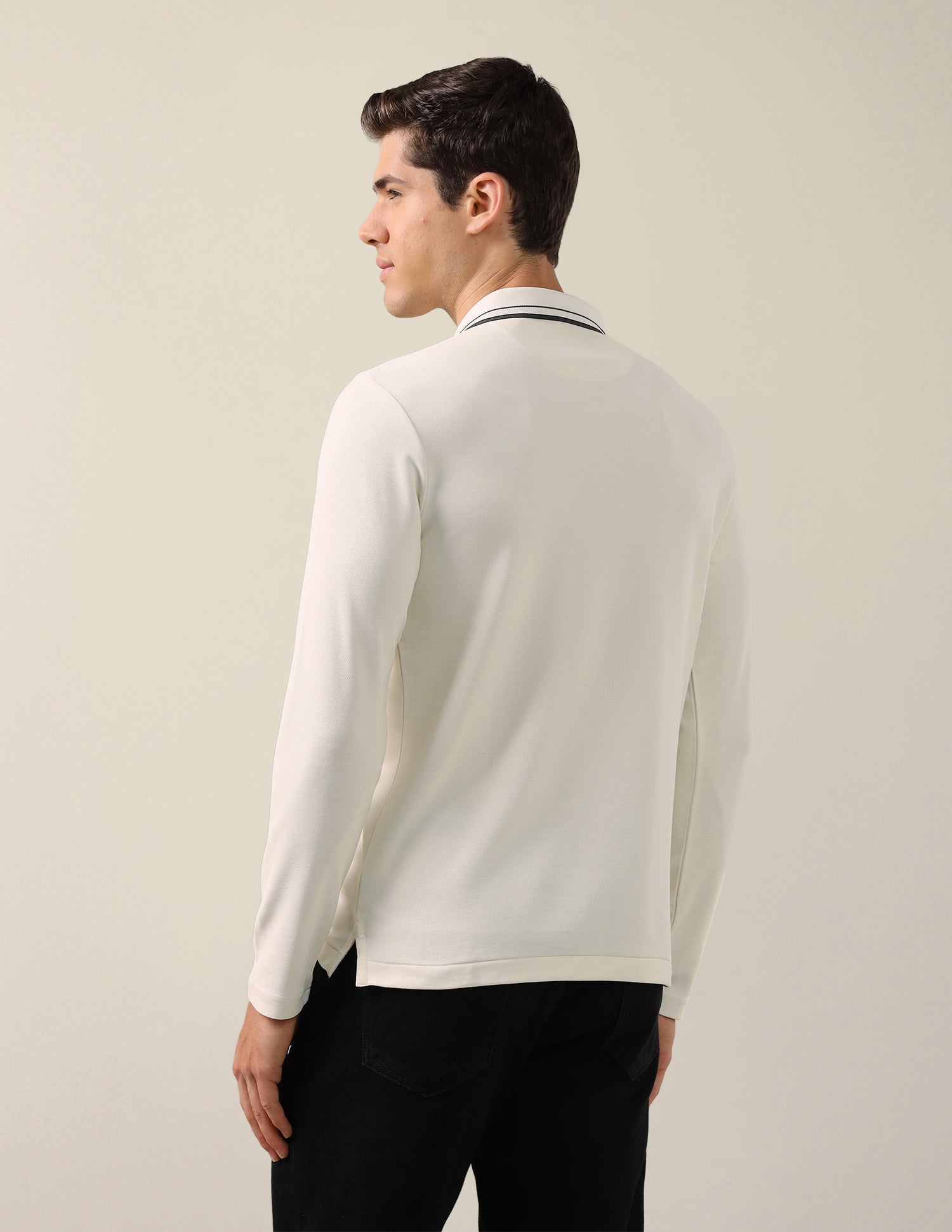 Solid Slim Fit Polo Shirt Off White - U.S. Polo Assn. India | Large