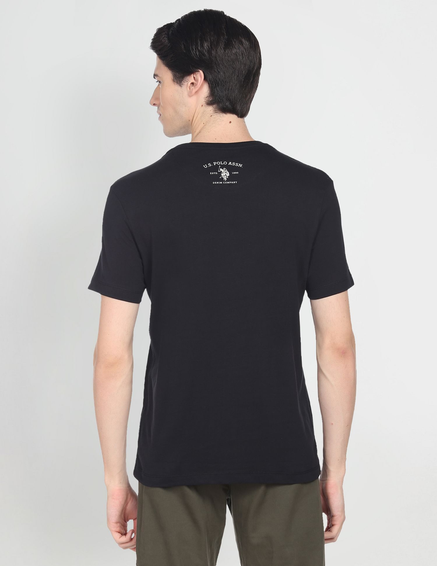 Iconic Brand Print T-Shirt Black - U.S. Polo Assn. India | Large