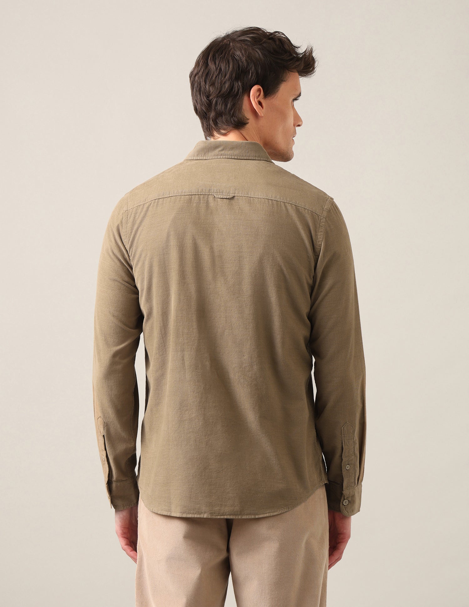 Solid Corduroy Shirt Light Khaki - U.S. Polo Assn. India | Large