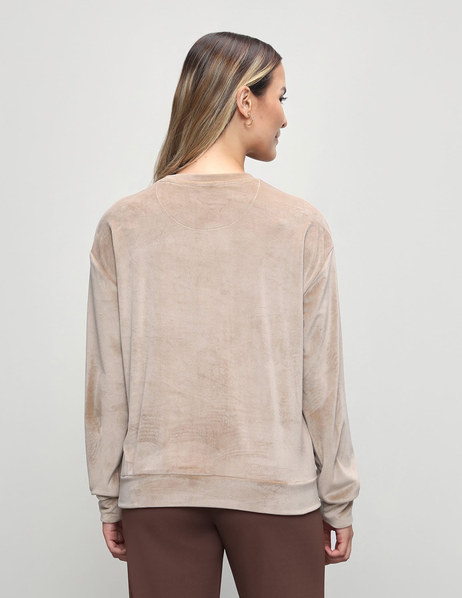 Brand Floral Embroidered Relaxed Fit Sweatshirt Beige - U.S. Polo Assn. India | Large