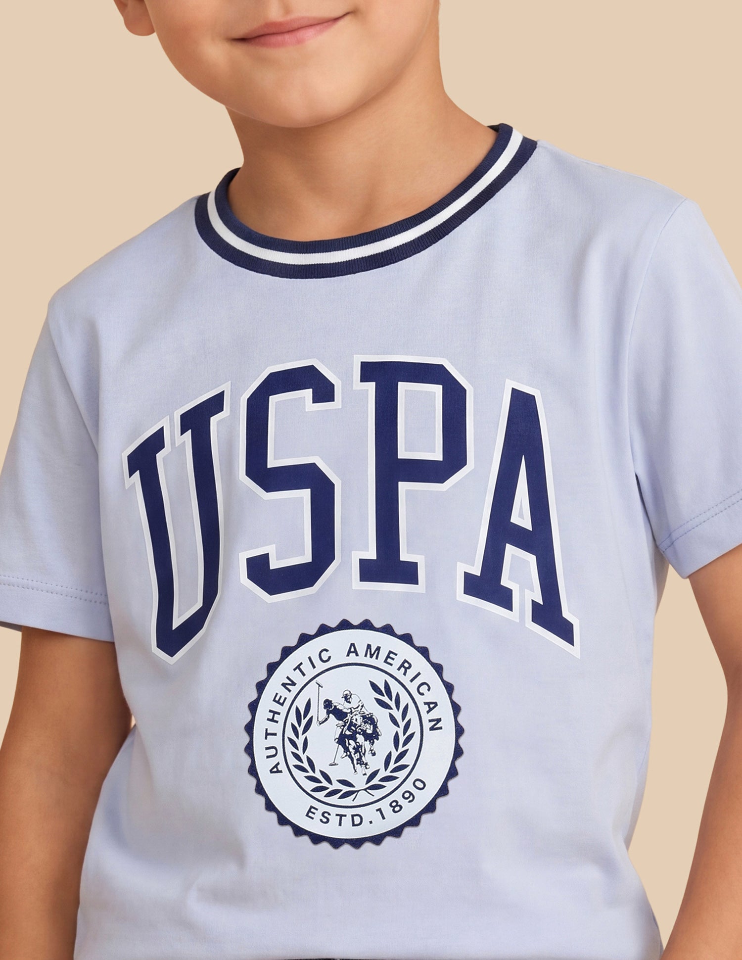 Graphic Brand Printed Regular Fit T-Shirt Light Blue - U.S. Polo Assn. India | Large