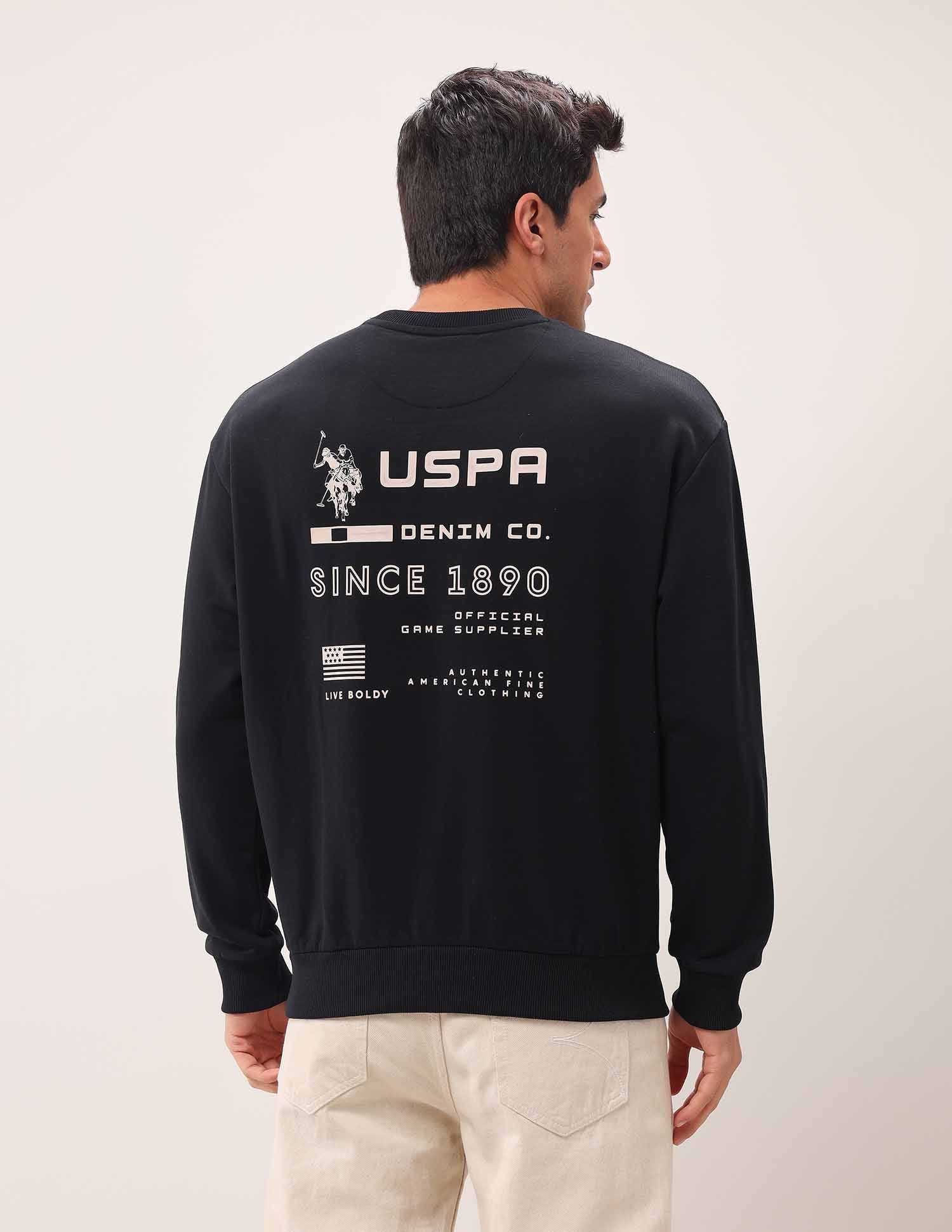 Brand Printed Oversized Fit Sweatshirt Black - U.S. POLO ASSN. | Large
