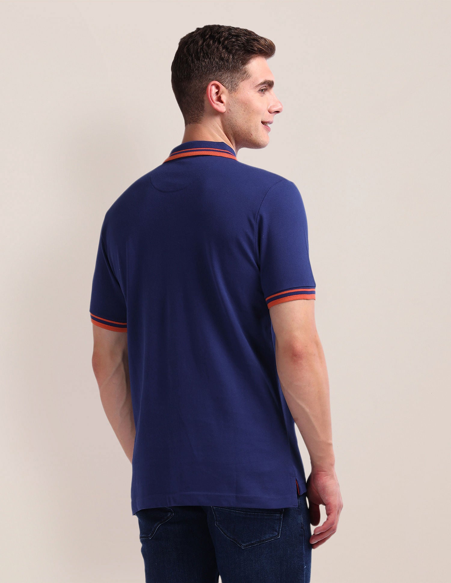 Solid Slim Fit Polo Shirt Blue - U.S. Polo Assn. India | Large