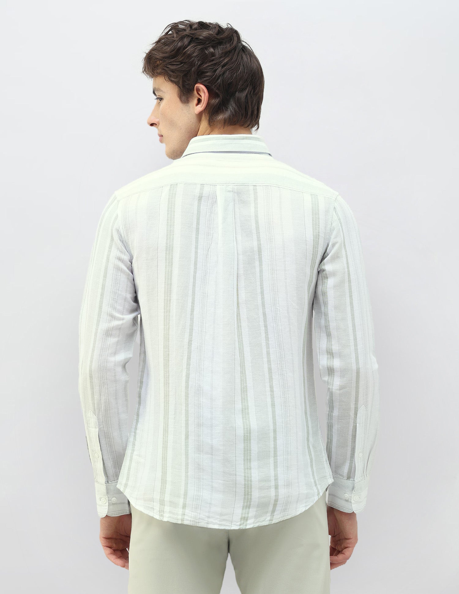 Casa De Campo Vertical Striped Shirt Light Green - U.S. Polo Assn. India | Large