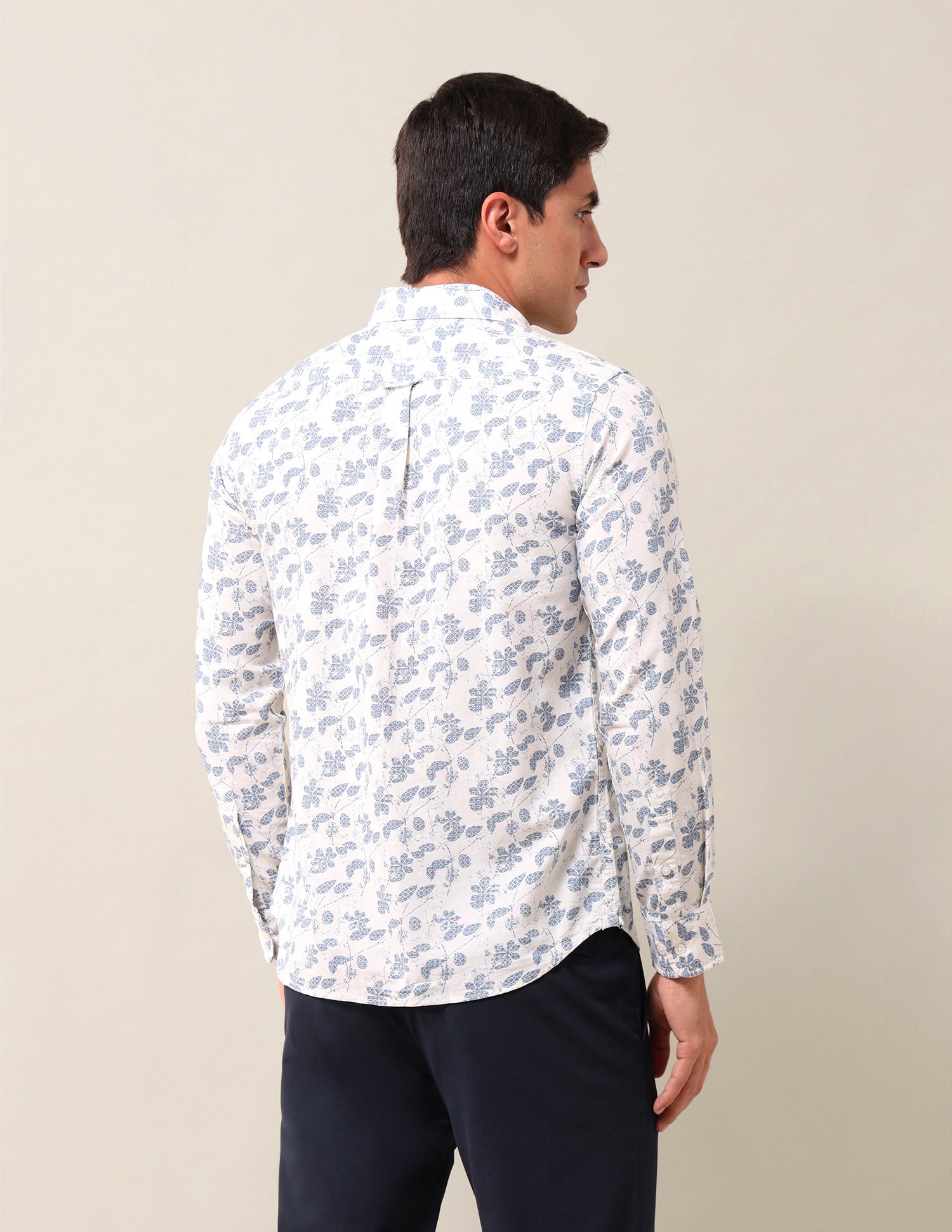 Tailored Fit Floral Printed Shirt Cream - U.S. Polo Assn. India | Large