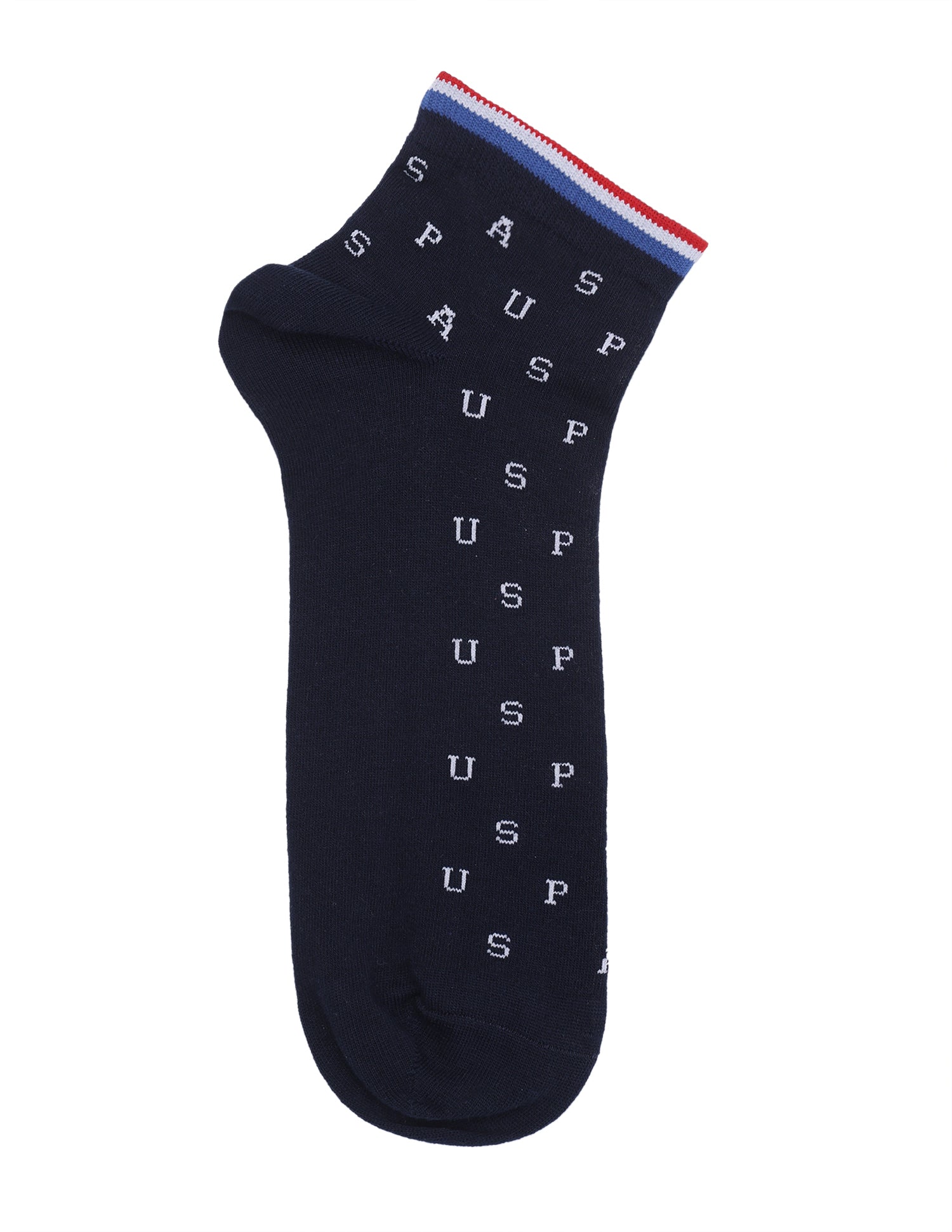 Brand Printed Ankle Length Socks - Pack Of 3 Navy/Irish Cream/Navy - U.S. Polo Assn. India | Large