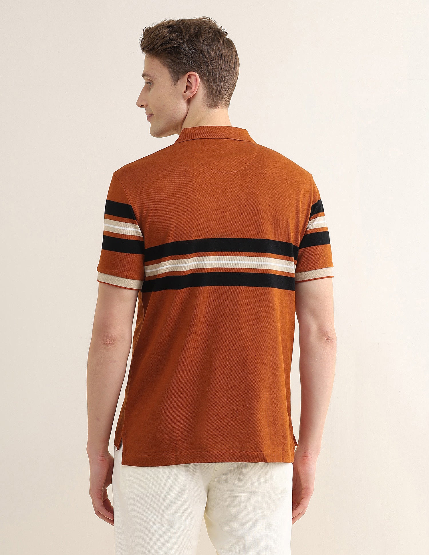 Horizontal Striped Slim Fit Polo Shirt Rust - U.S. Polo Assn. India | Large