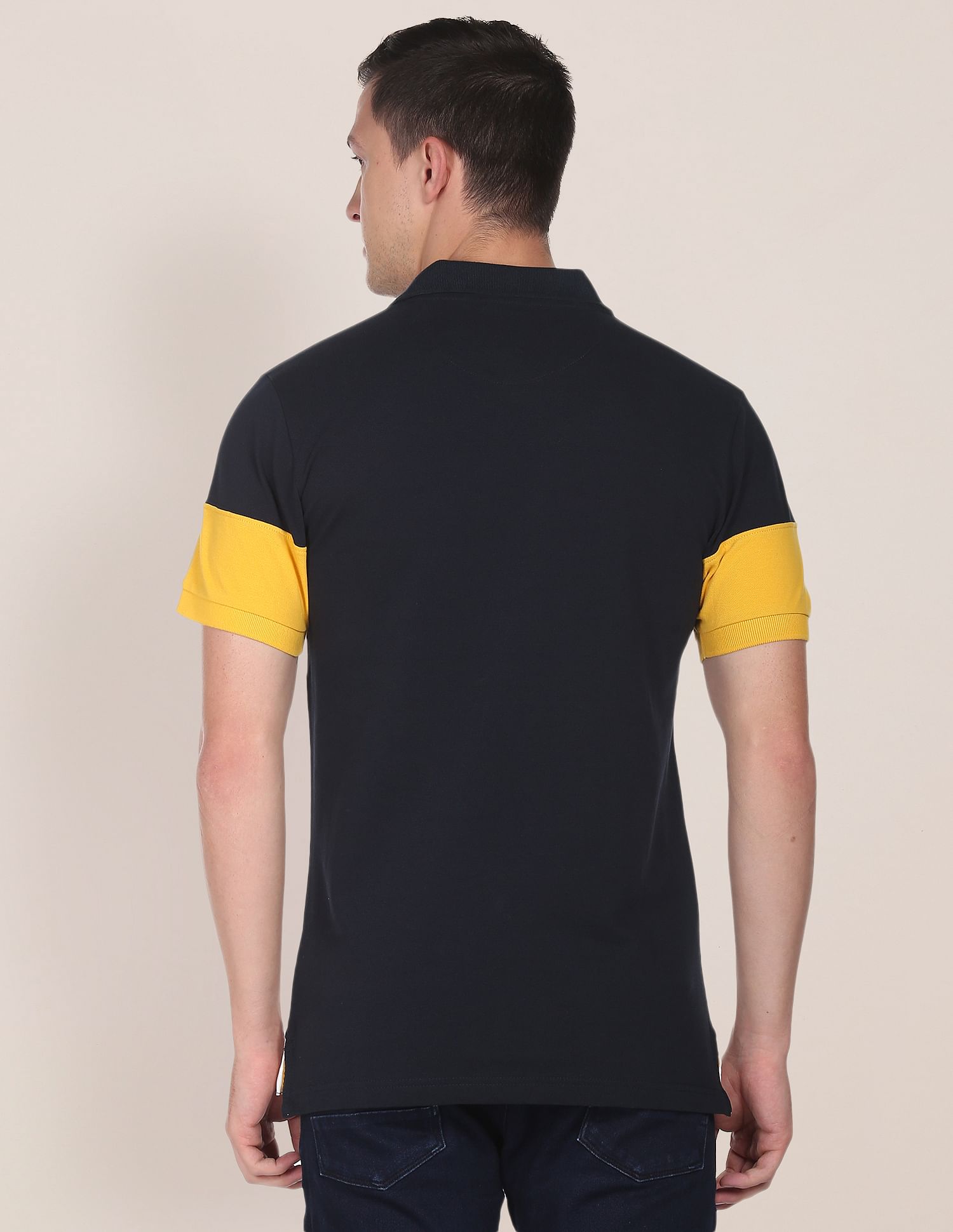 Colour Block Cotton Polo Shirt Mustard - U.S. Polo Assn. India | Large
