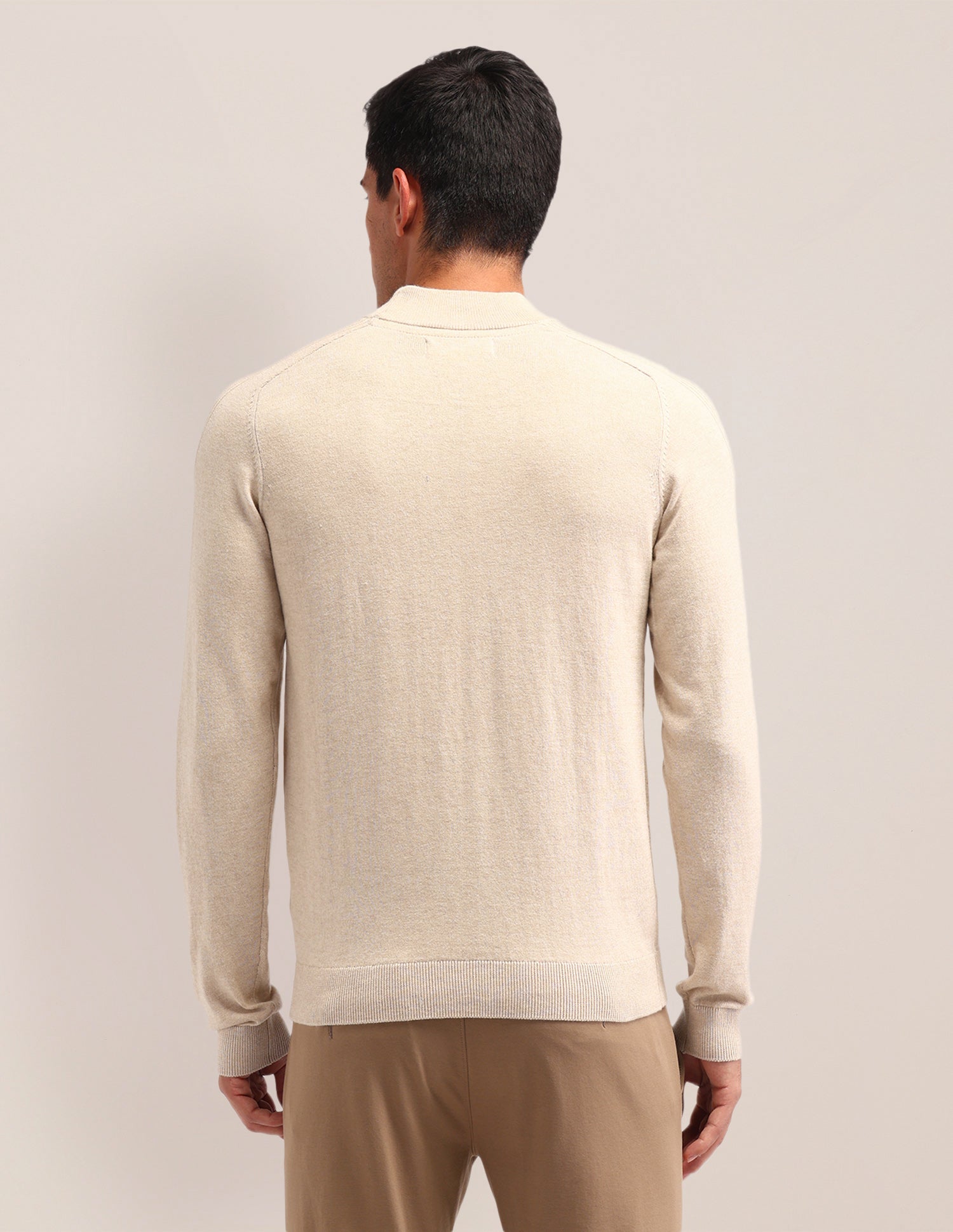 Textured Regular Fit Sweater Beige - U.S. Polo Assn. India | Large