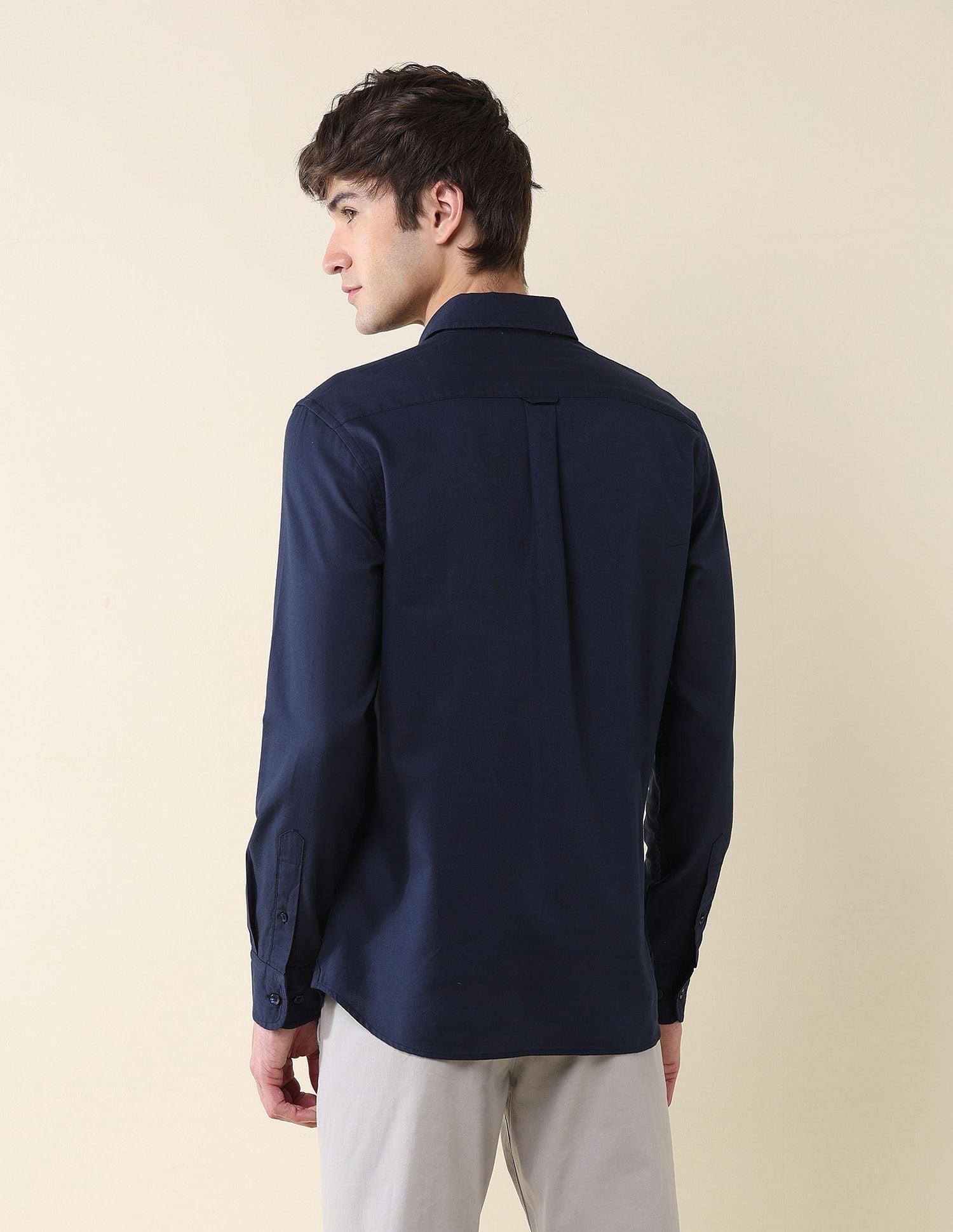 Solid Birds Eye Dobby Shirt Navy - U.S. Polo Assn. India | Large