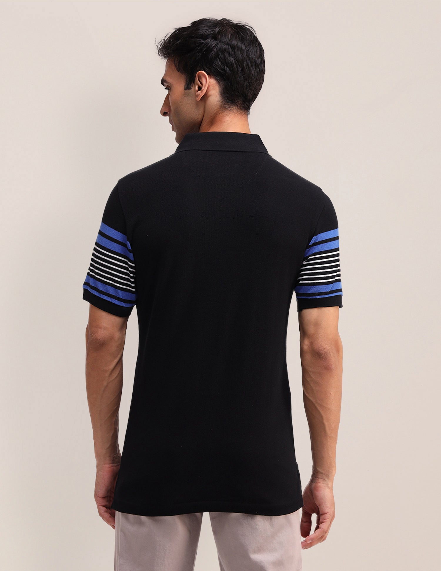 Horizontal Striped Cotton Polo Shirt Black - U.S. Polo Assn. India | Large