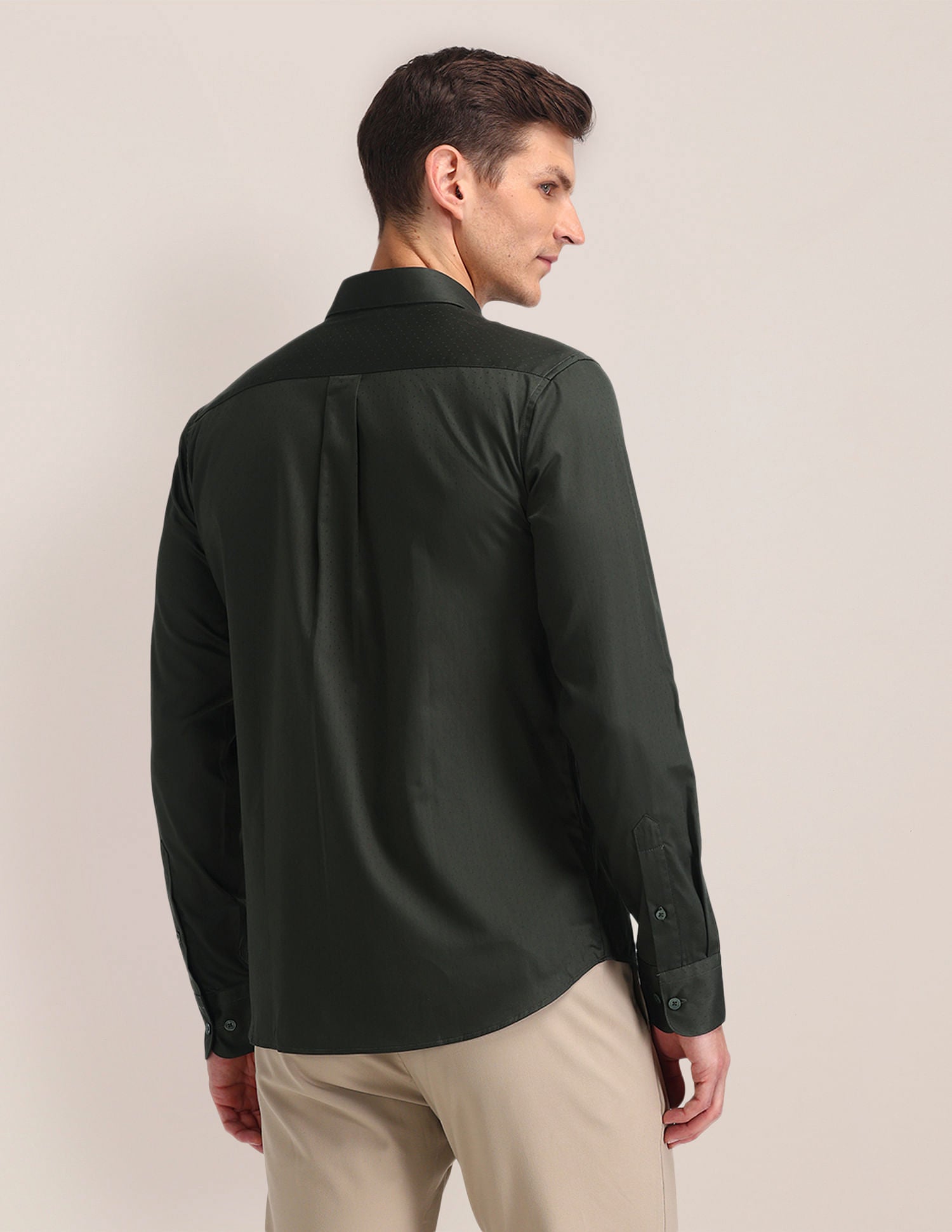 Regular Fit Satin Shirt Olive - U.S. POLO ASSN. | Large