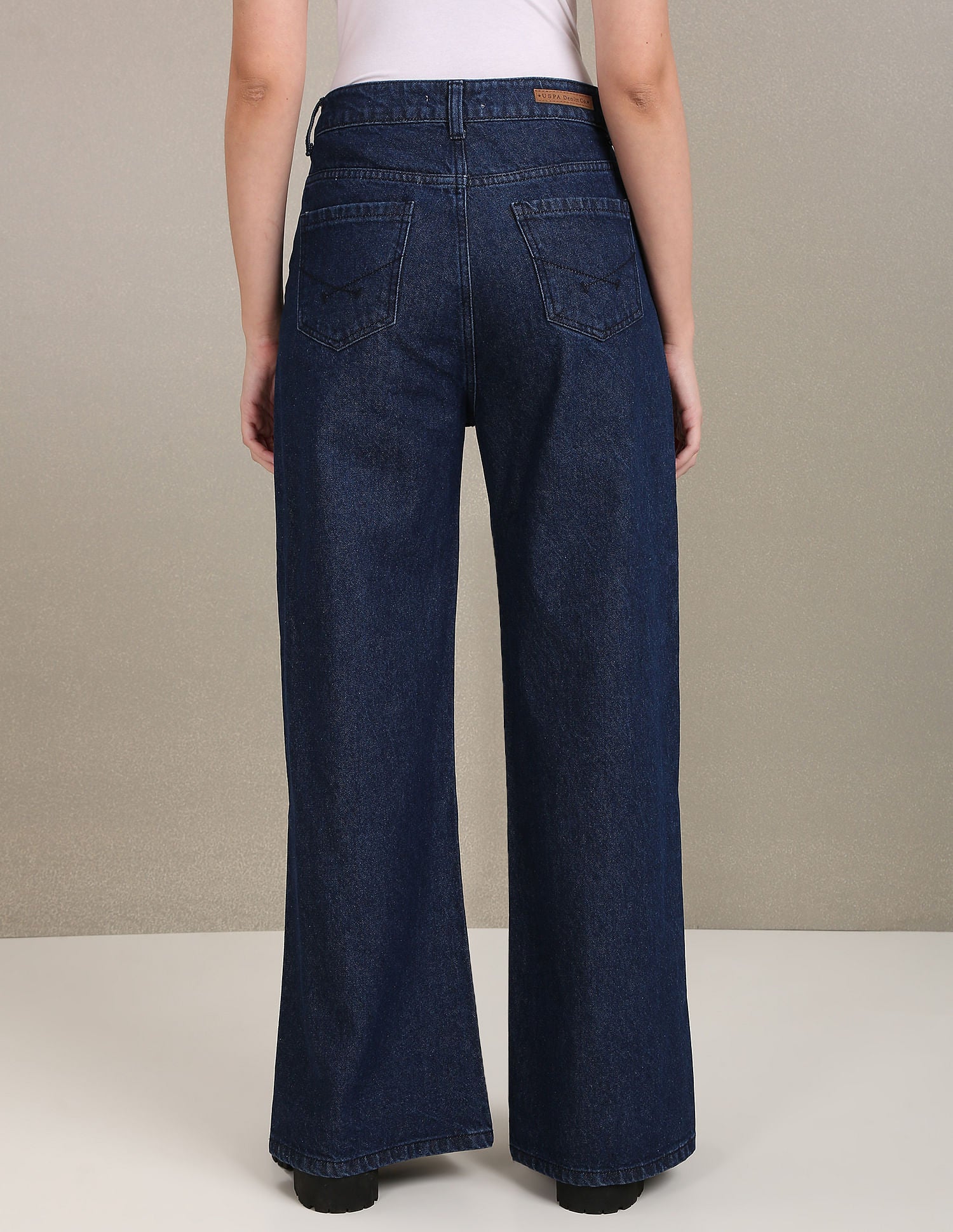 Slit Hem Flared Jeans Dark Blue - U.S. Polo Assn. India | Large