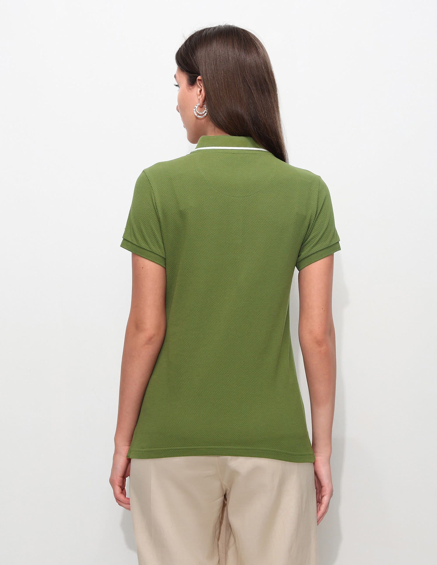 Regular Fit Textured Polo Shirt Olive - U.S. Polo Assn. India | Large