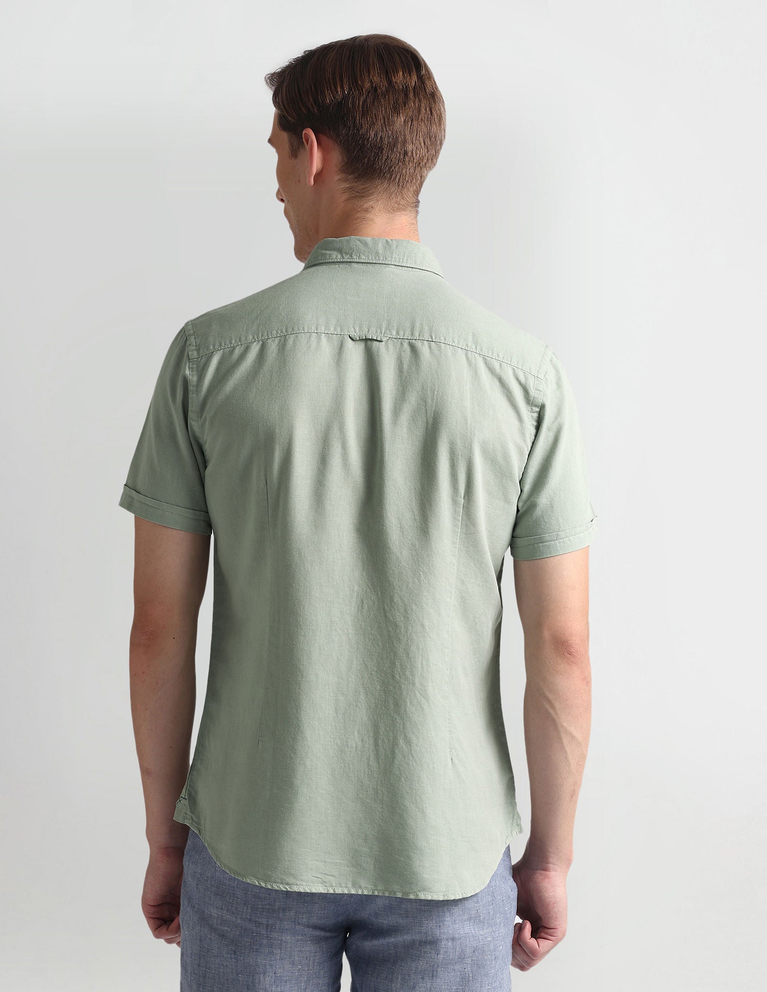 Slim Fit Short Sleeve Shirt Light Green - U.S. Polo Assn. India | Large
