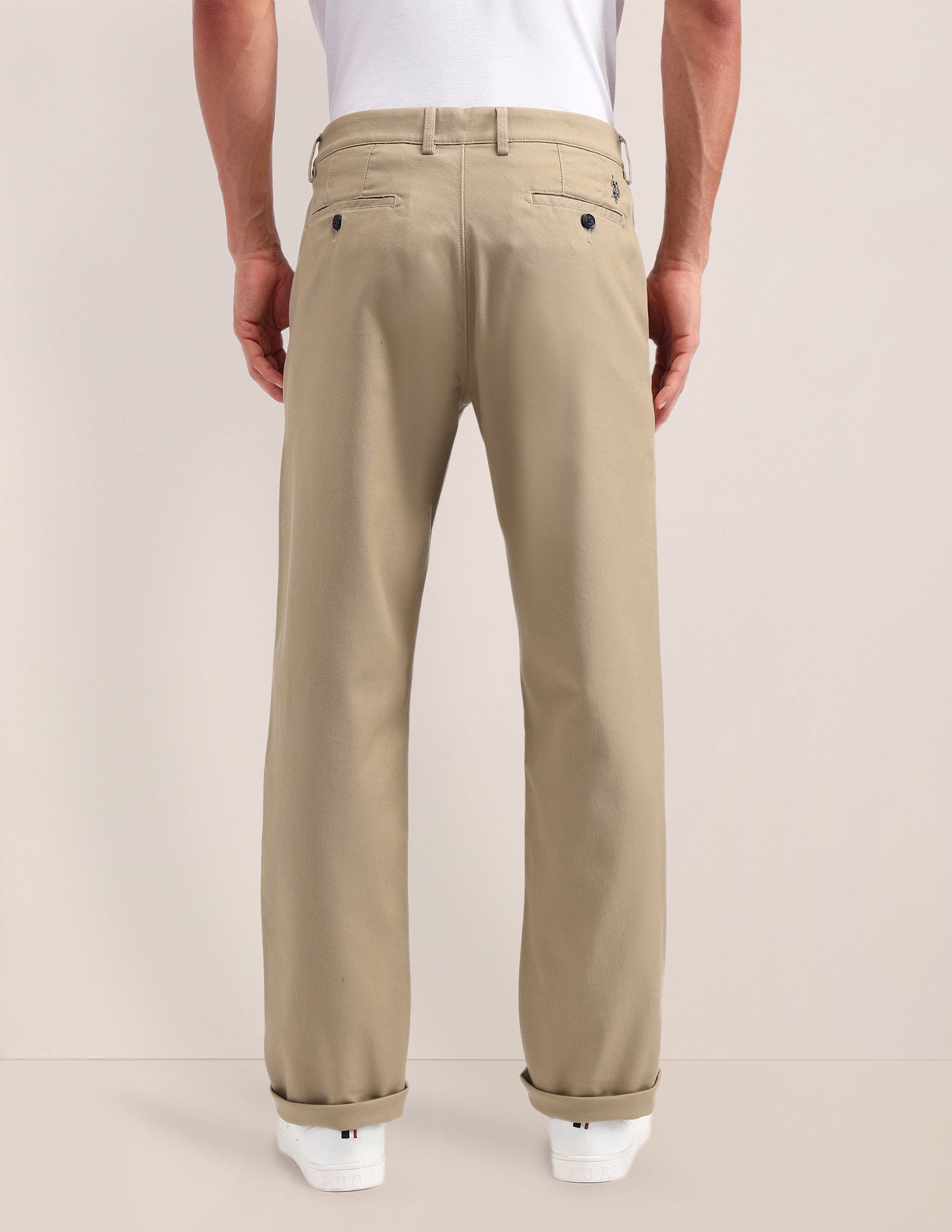 Riley Straight Fit Solid Trousers Khaki - U.S. POLO ASSN. | Large