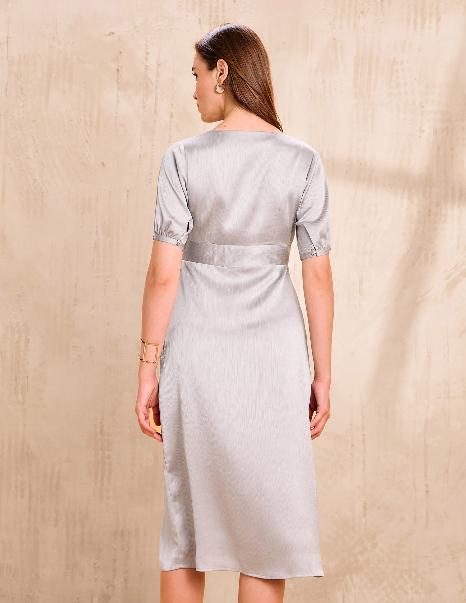 Solid V-neck A-lineDress Grey - U.S. POLO ASSN. | Large