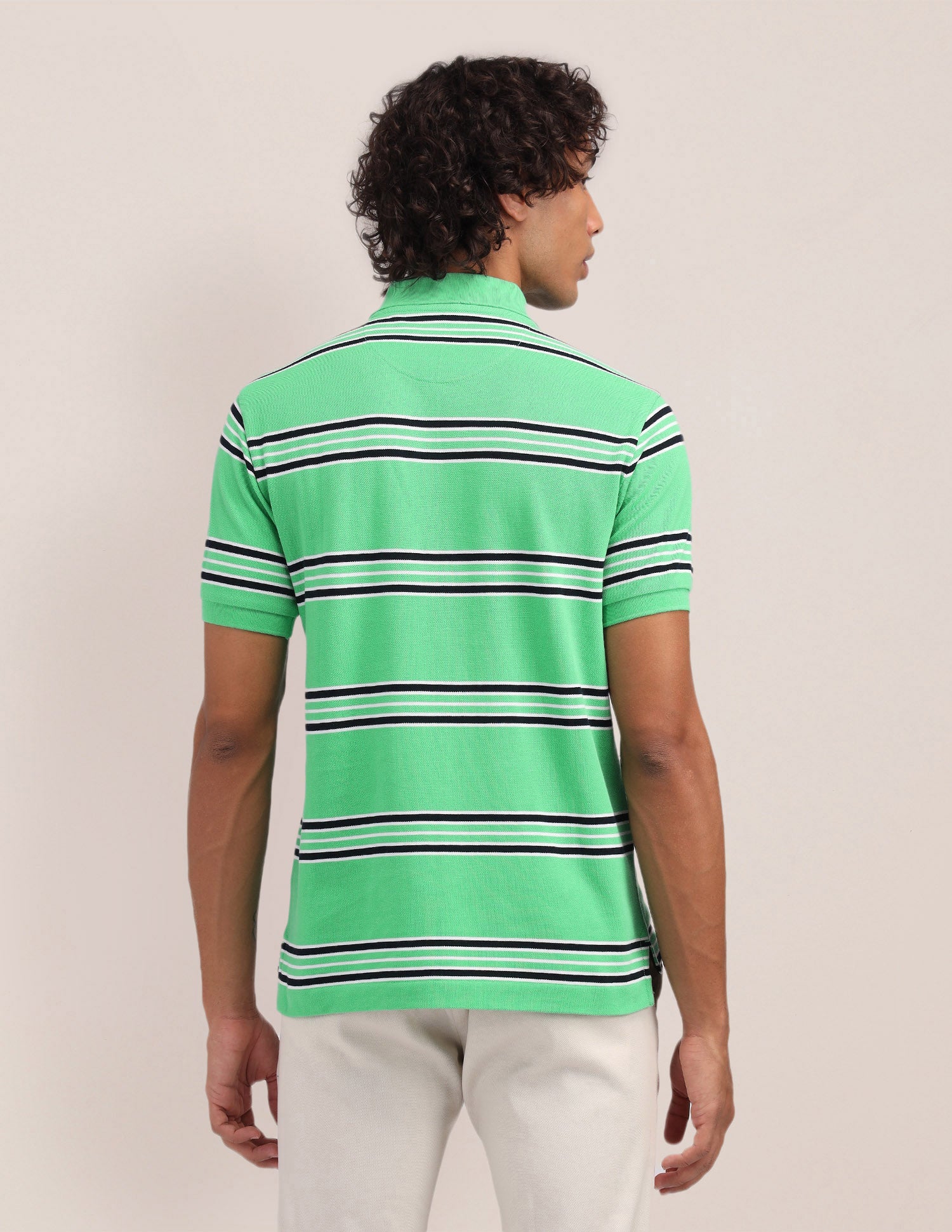Horizontal Striped Slim Fit Polo Shirt Green - U.S. Polo Assn. India | Large