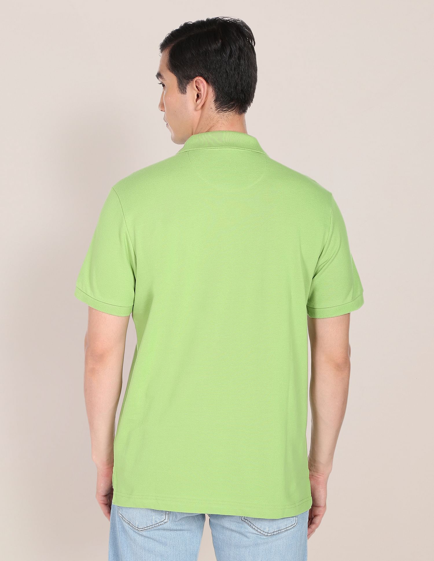 Solid Pure Cotton Polo Shirt Light Green - U.S. Polo Assn. India | Large